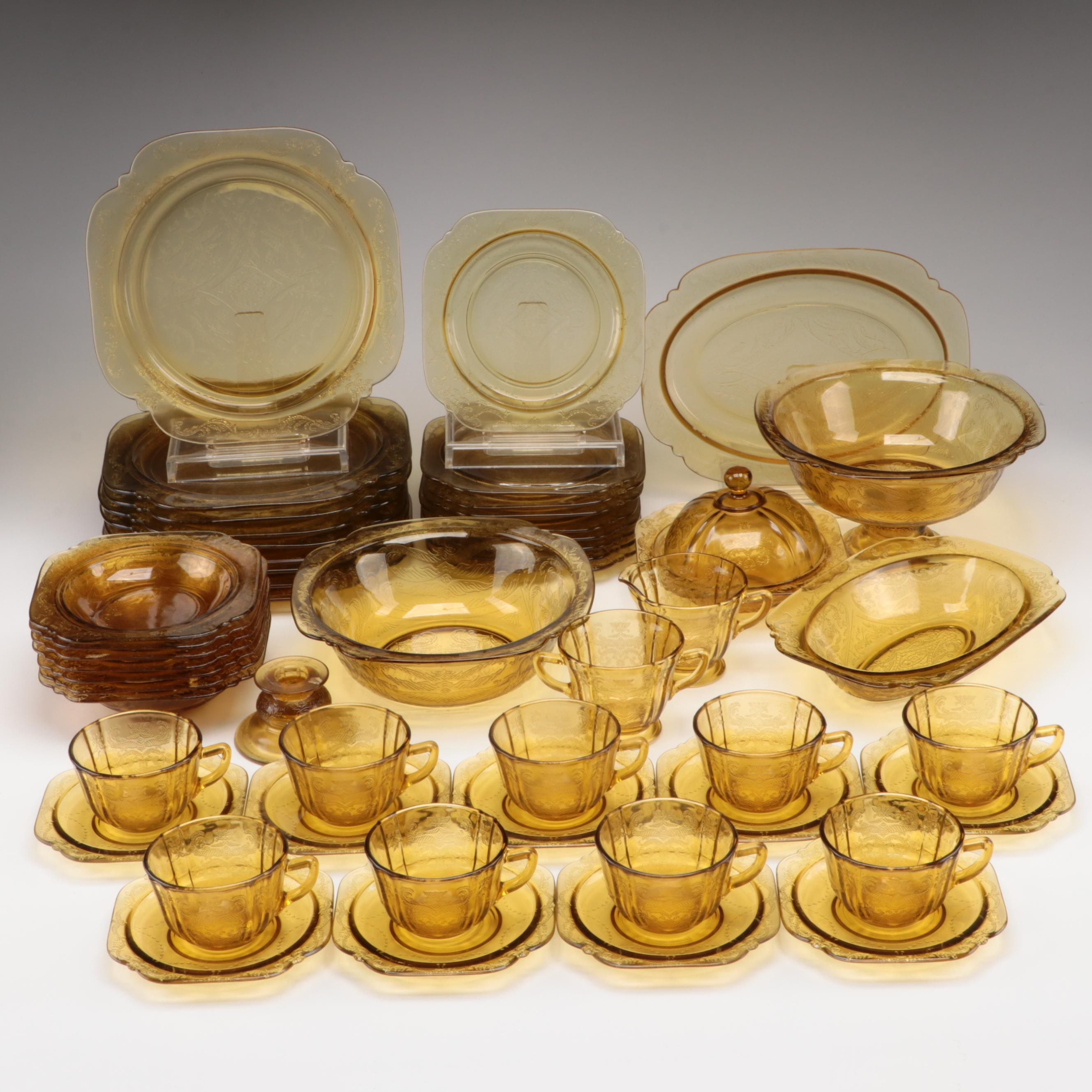 Federal Glass "Recollection" Amber Glass Tableware