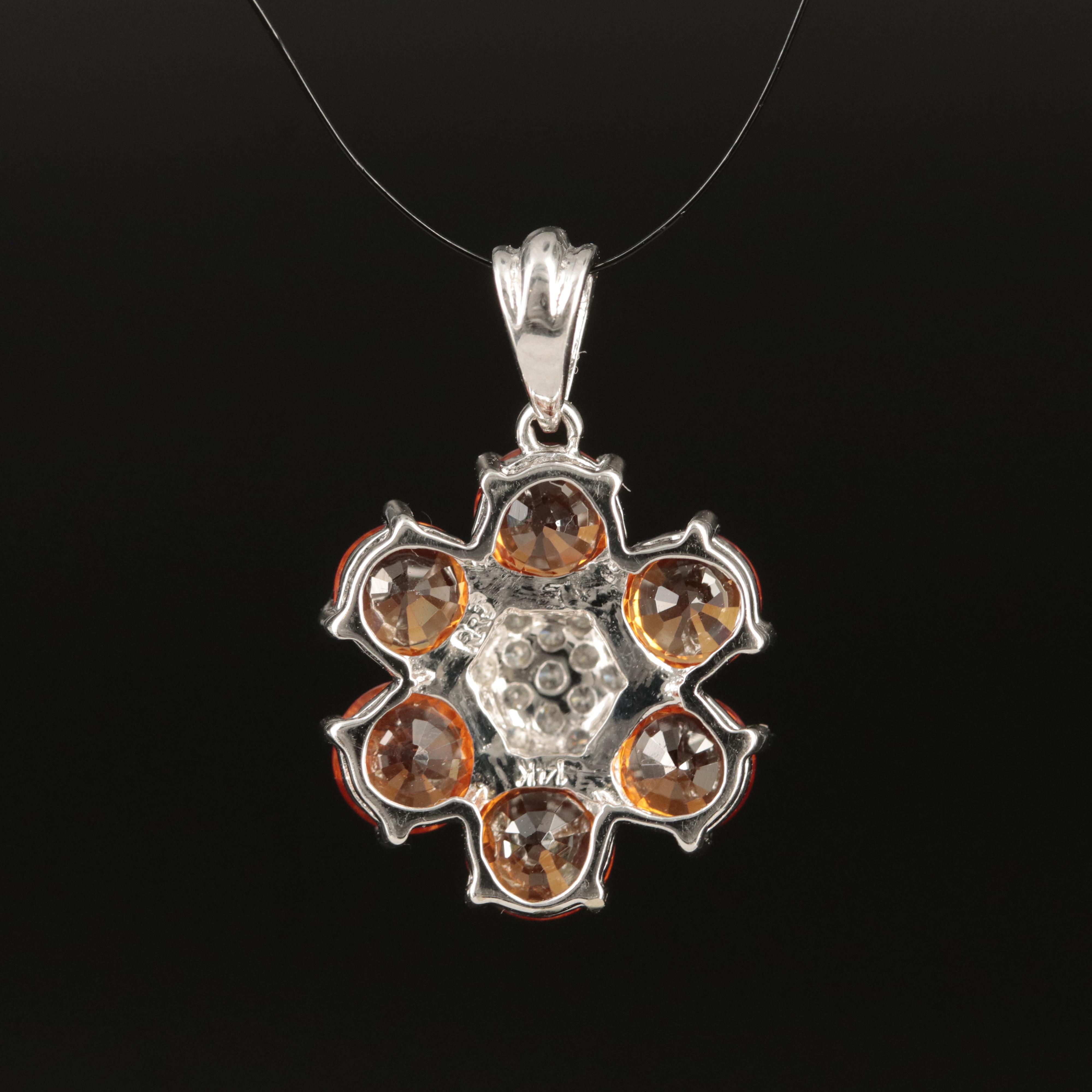 14K Spessartine Garnet and Diamond Pendant