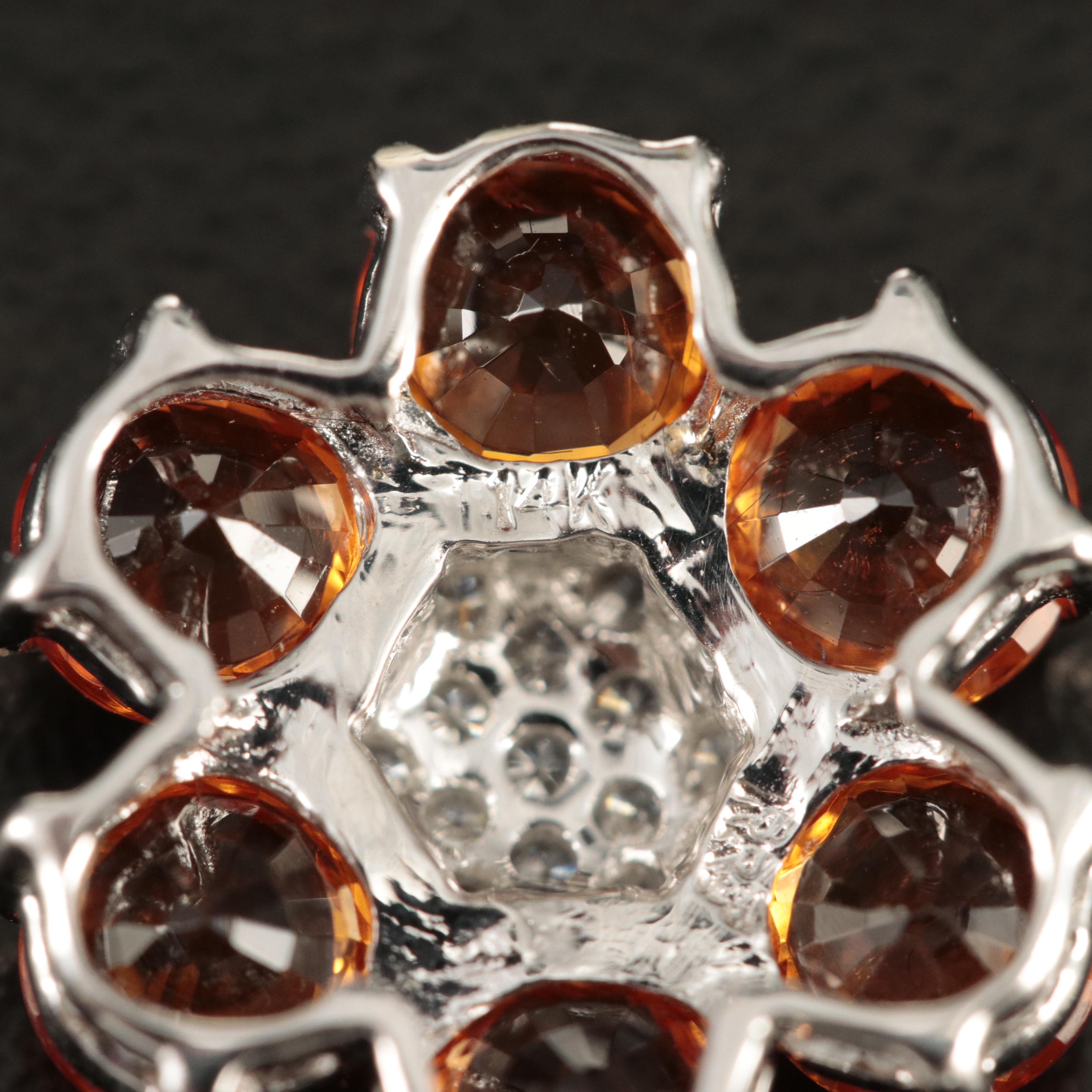 14K Spessartine Garnet and Diamond Pendant