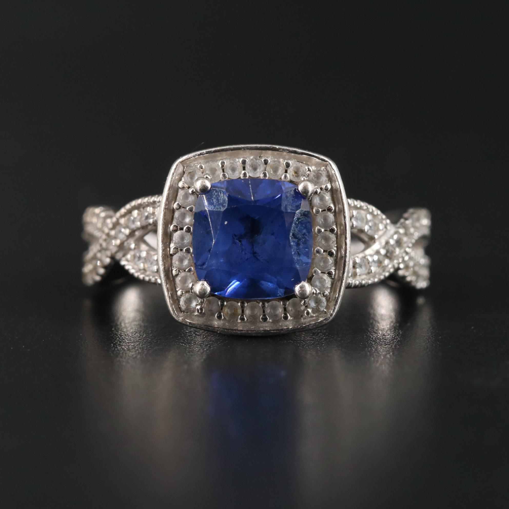 Sterling and Sapphire Croossover Ring
