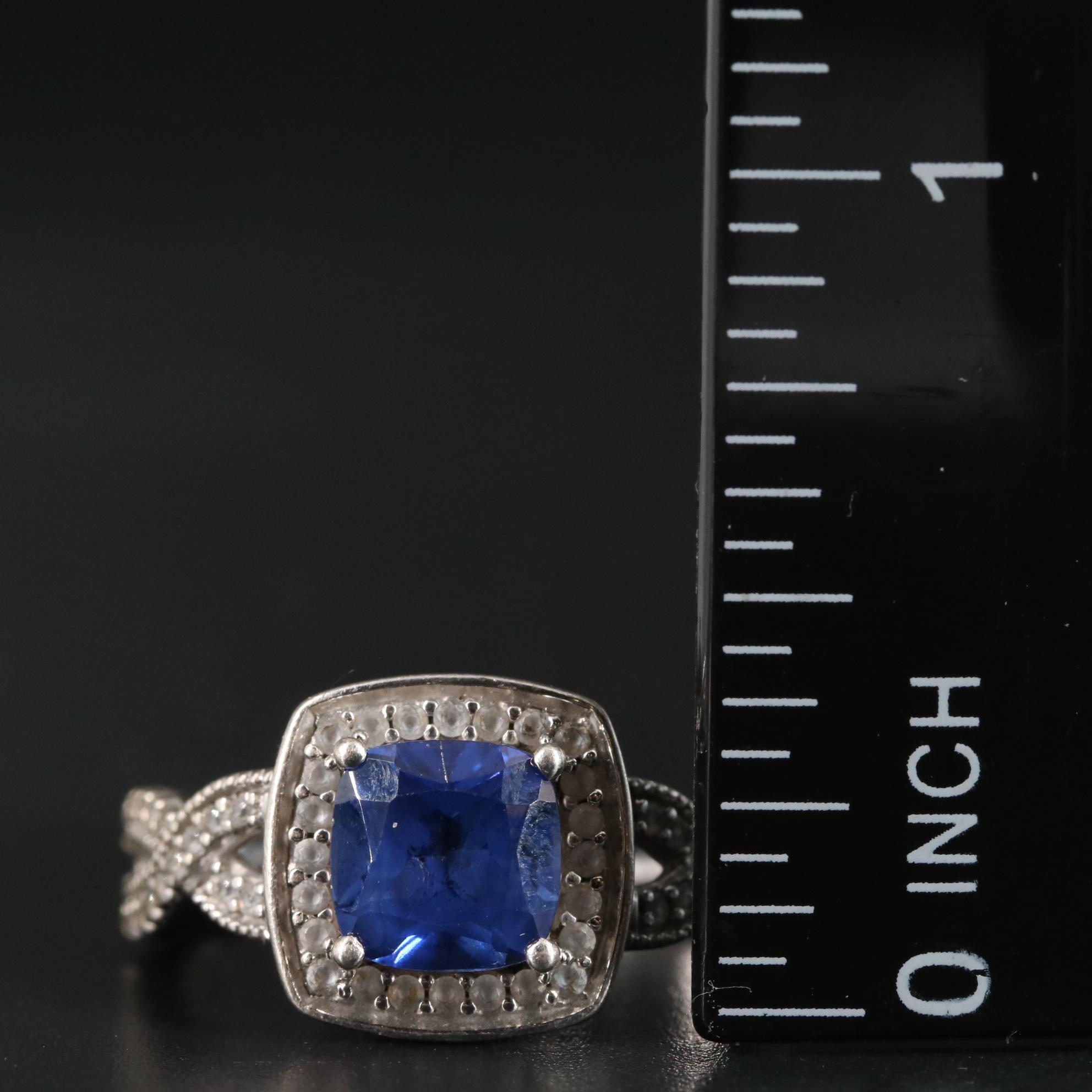 Sterling and Sapphire Croossover Ring