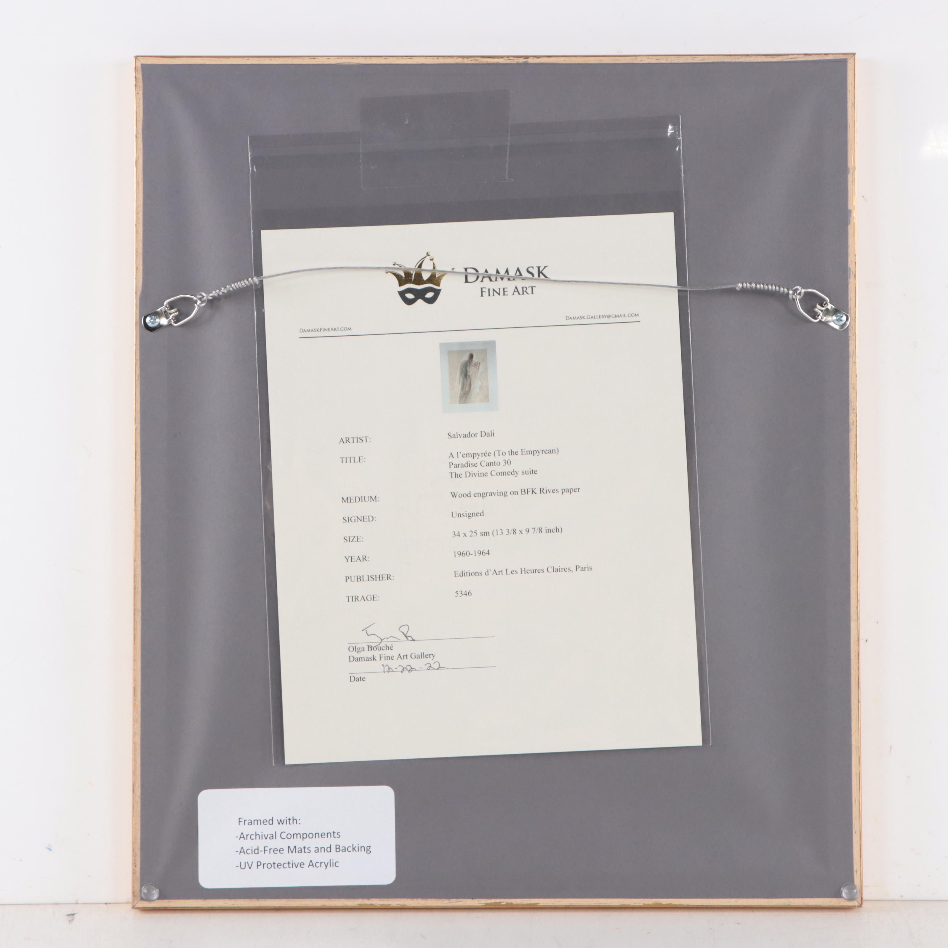 Salvador Dalí Wood Engraving "La Création des Anges," 1960 - 1964