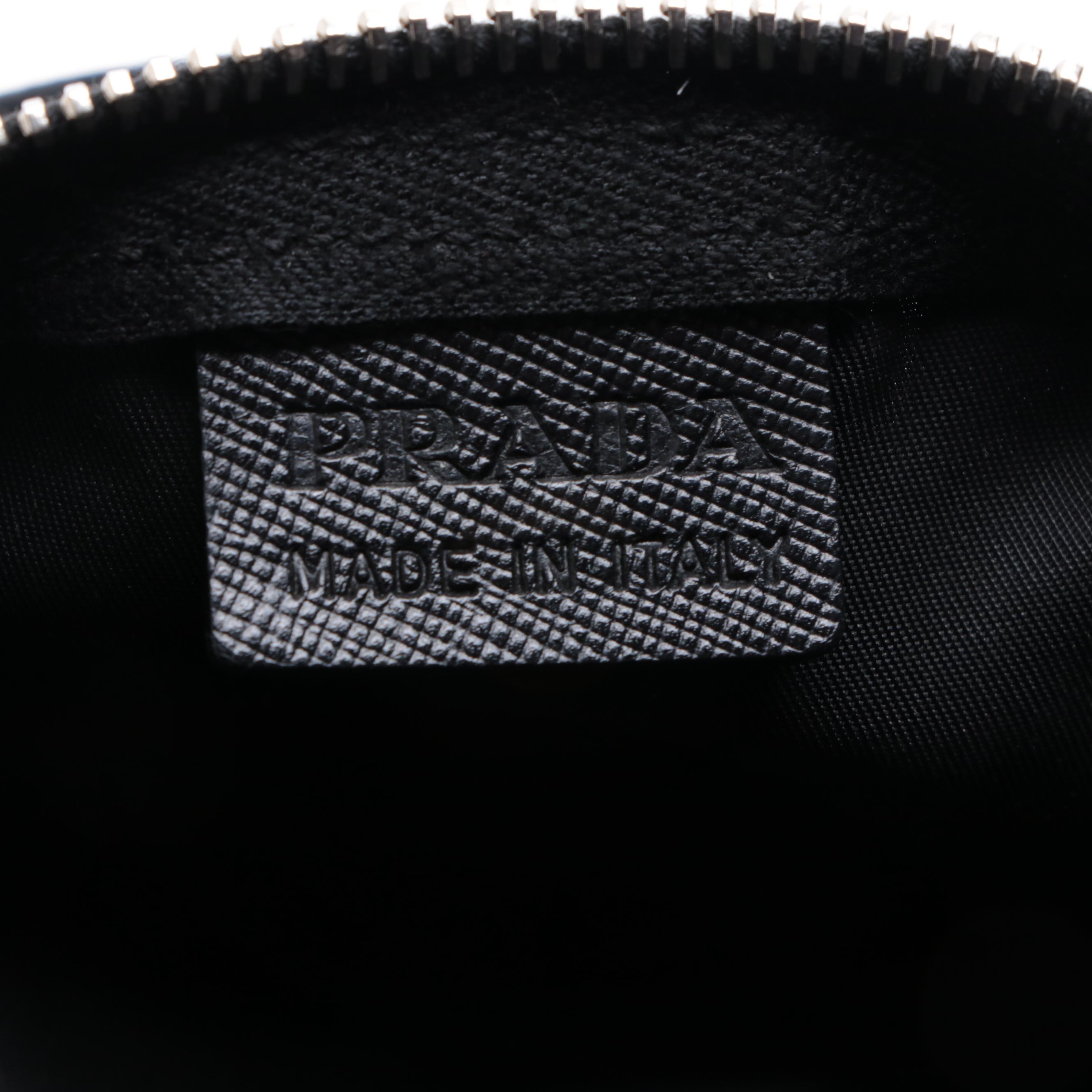 Prada Small Bauletto Shoulder Bag in Black Nylon Gabardine and Saffiano Leather