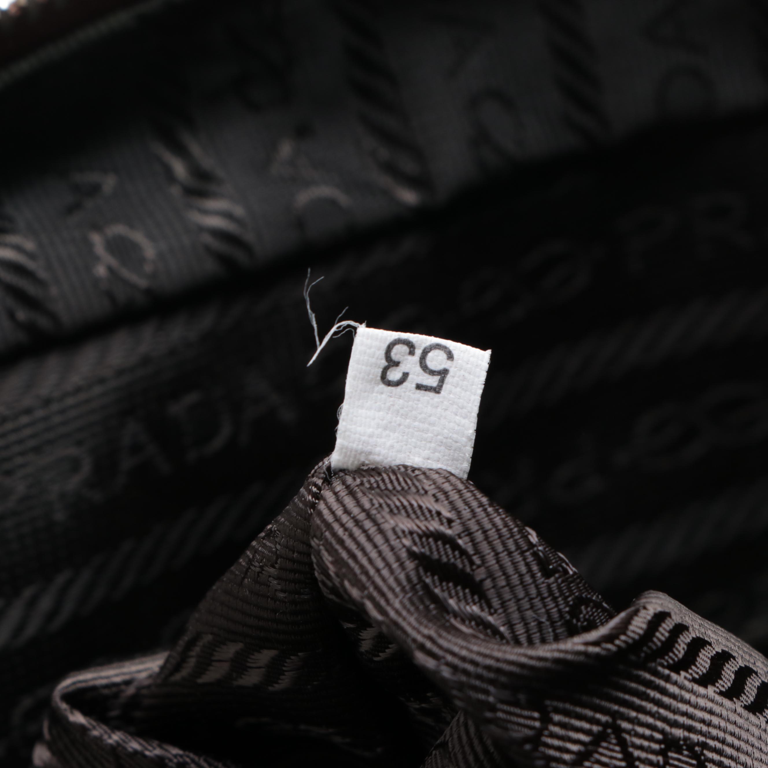 Prada Medium Zip Bowler Bag in Canvas and Green Cinghiale Leather