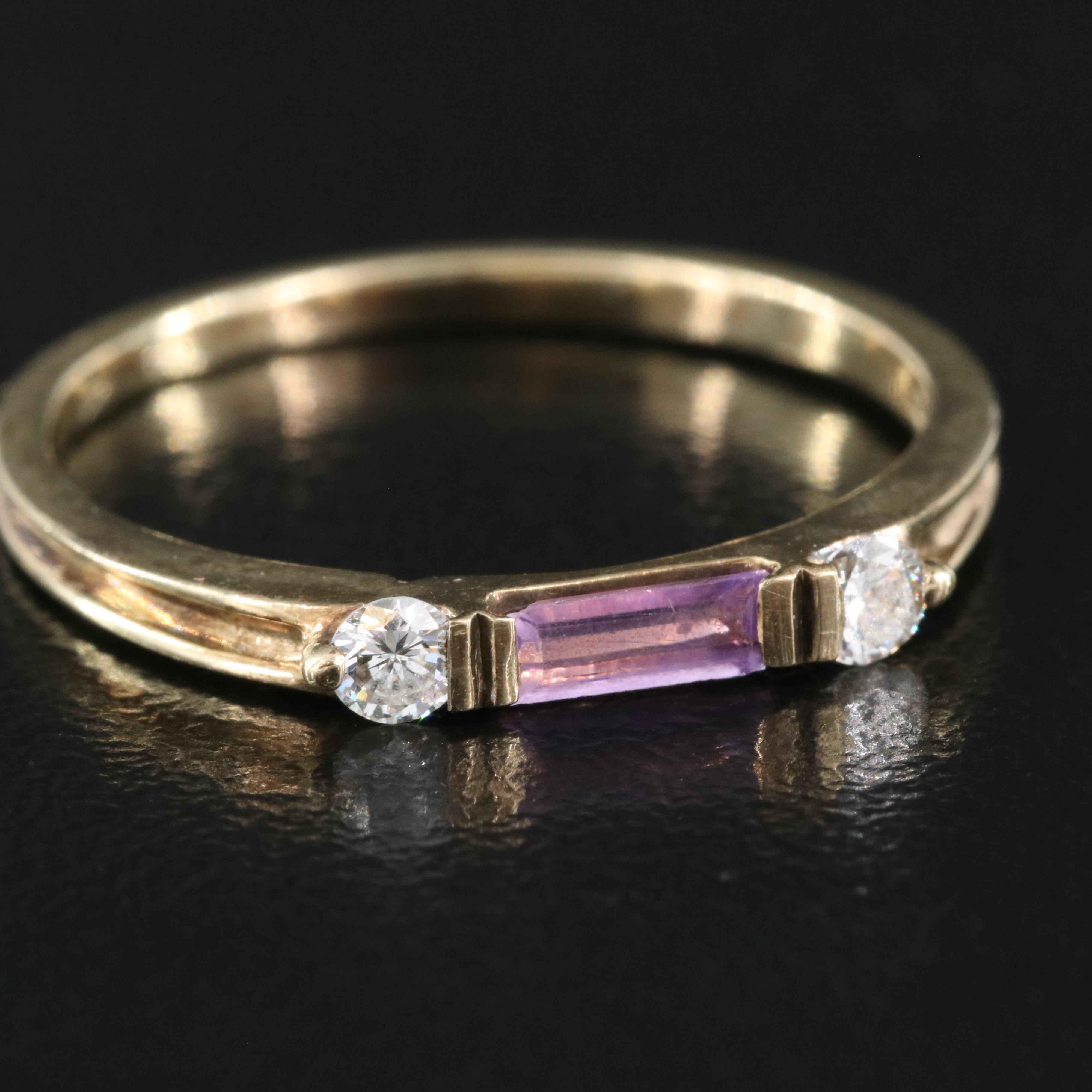 9K Stacking Rings Including Tourmaline, Amethyst and Diamond