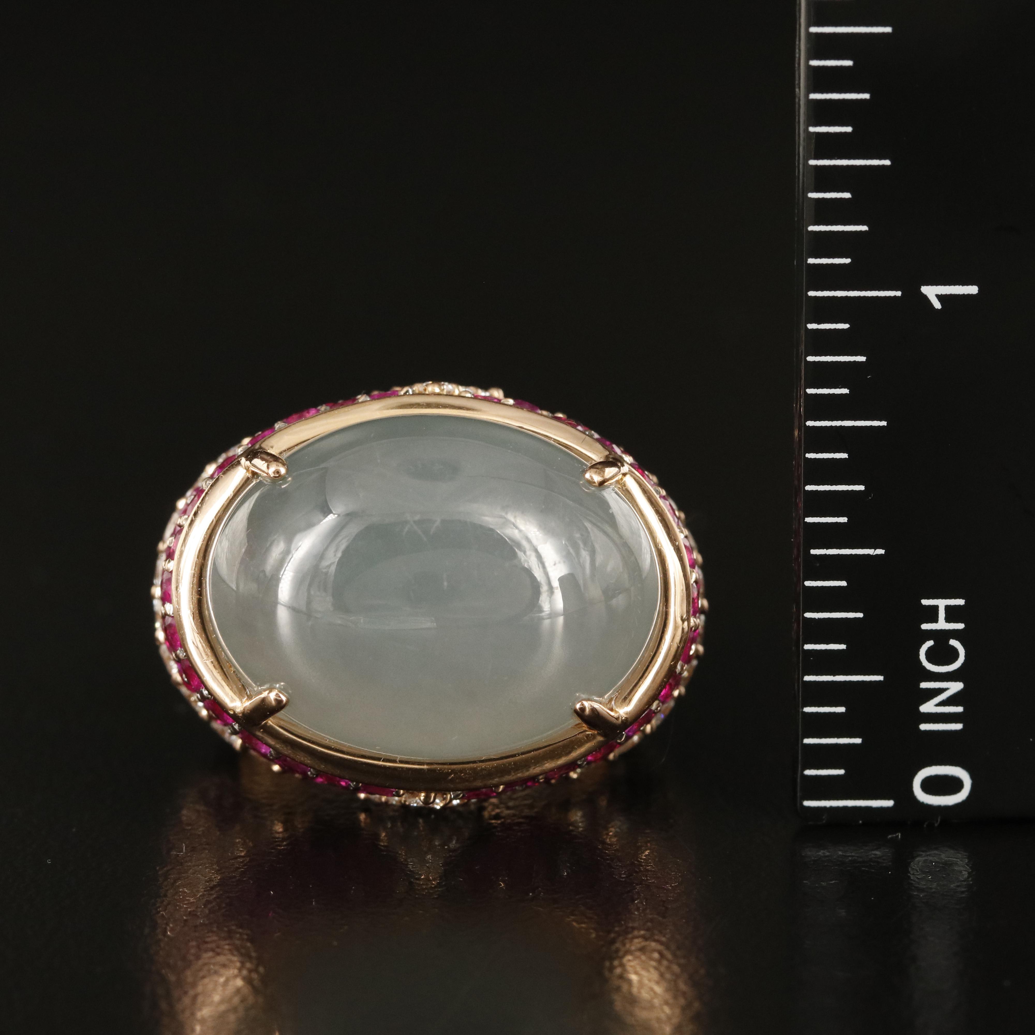 Salaueth 18K Rose Gold Jadeite, 1.04 CTW Diamond and Ruby Ring