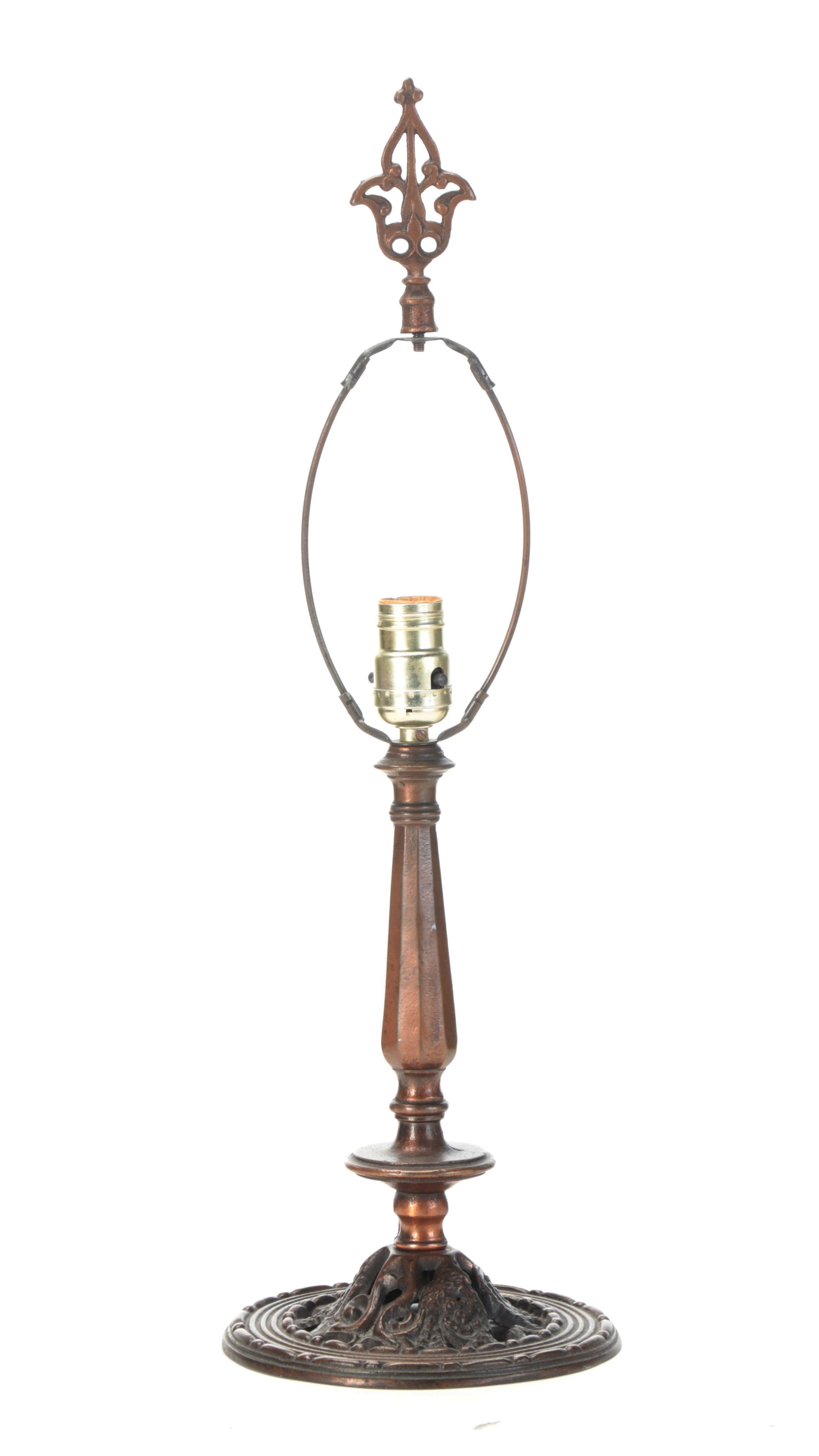Feltman & Curme Cast Iron and Slag Glass Table Lamp, Early to Mid-20th Century