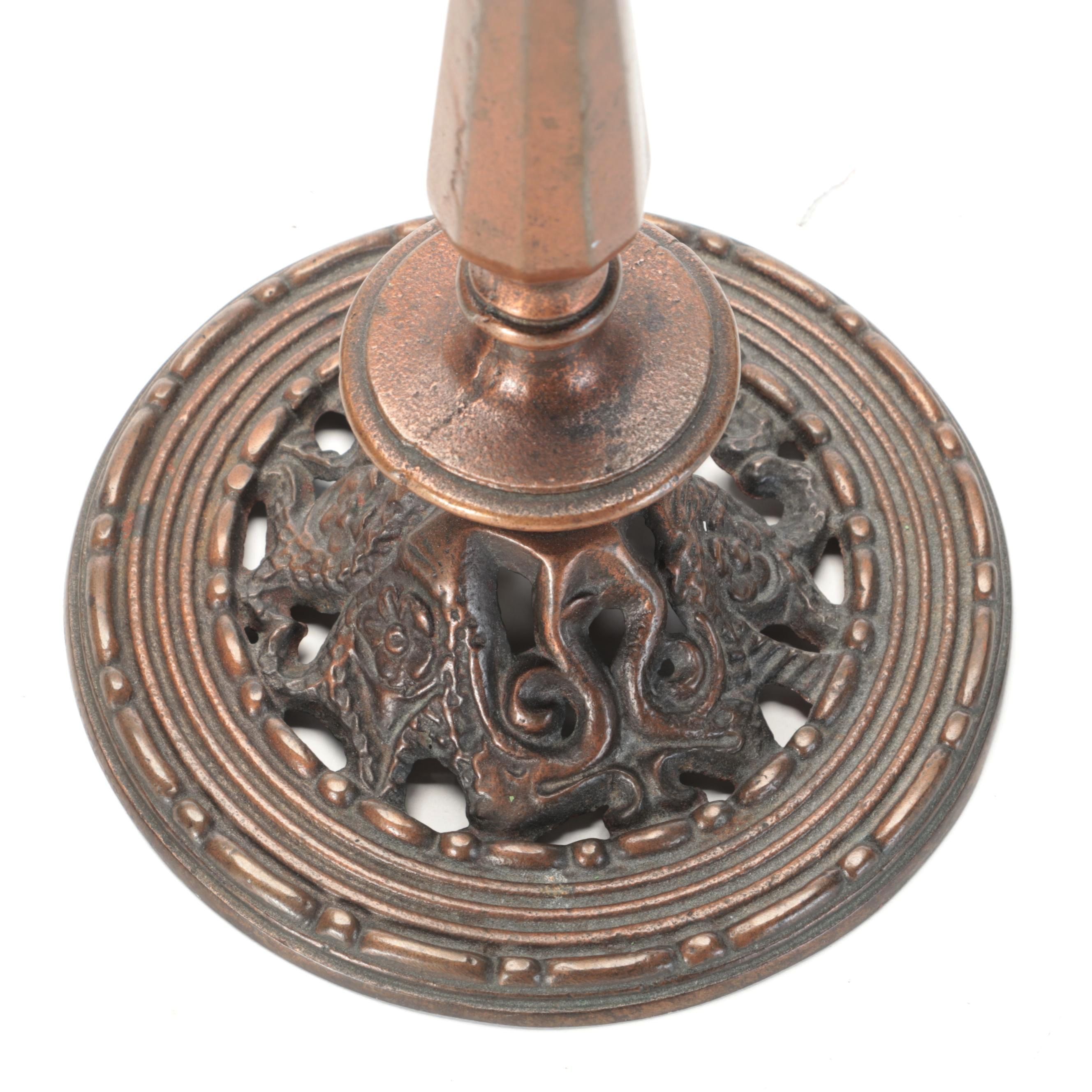 Feltman & Curme Cast Iron and Slag Glass Table Lamp, Early to Mid-20th Century