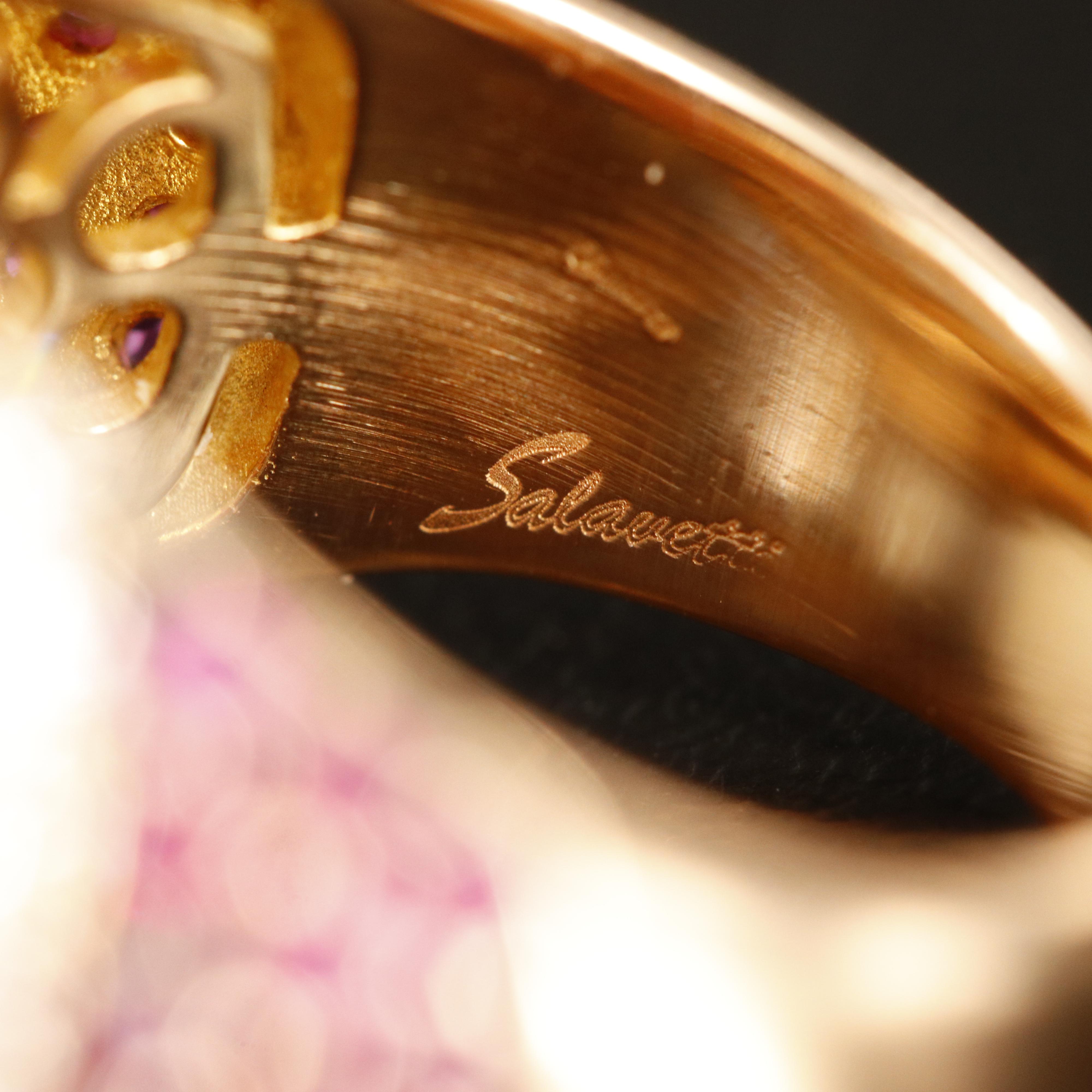 Salaueth 18K Rose Gold Jadeite, 1.04 CTW Diamond and Ruby Ring