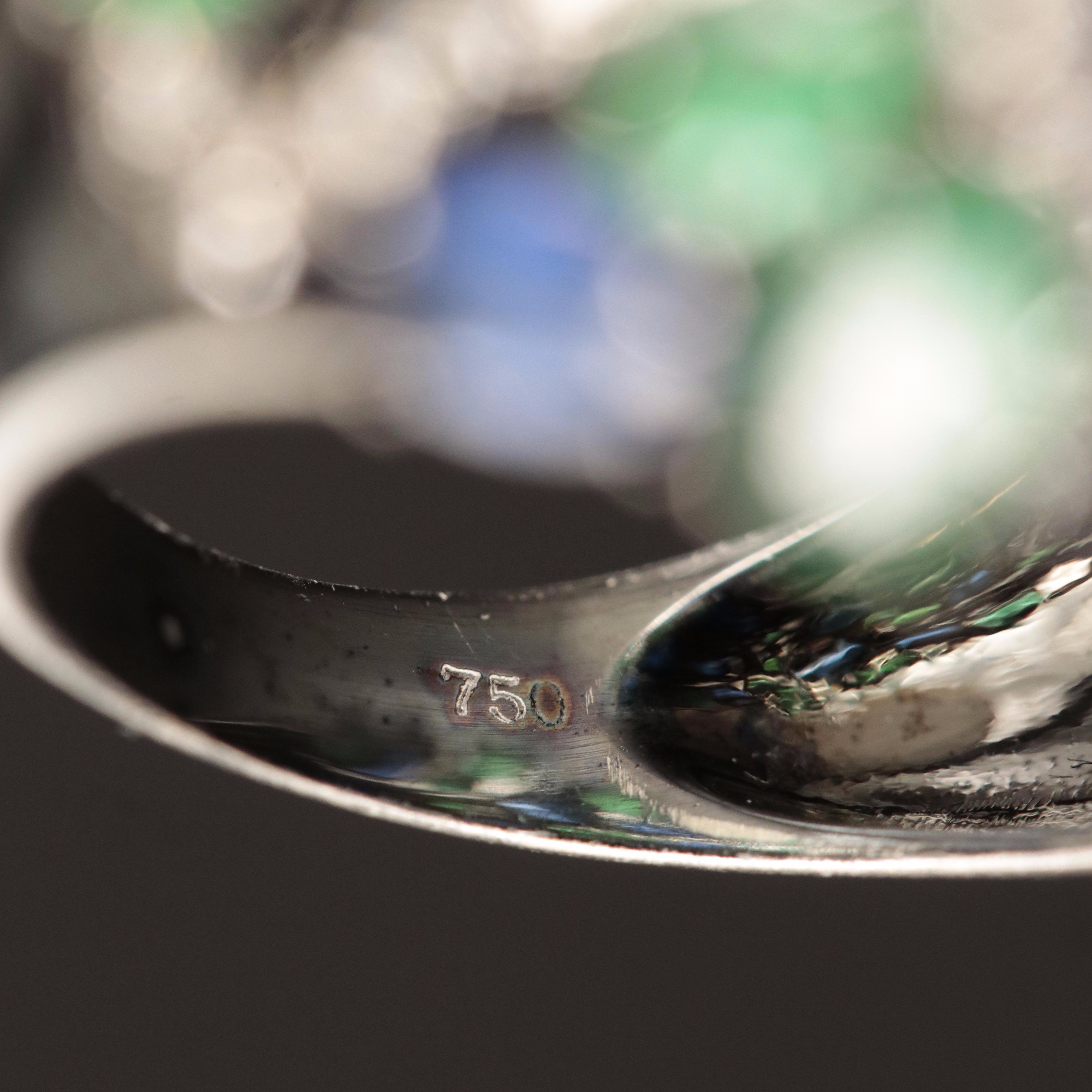 18K Kyanite, Emerald and 1.10 CTW Diamond Ring