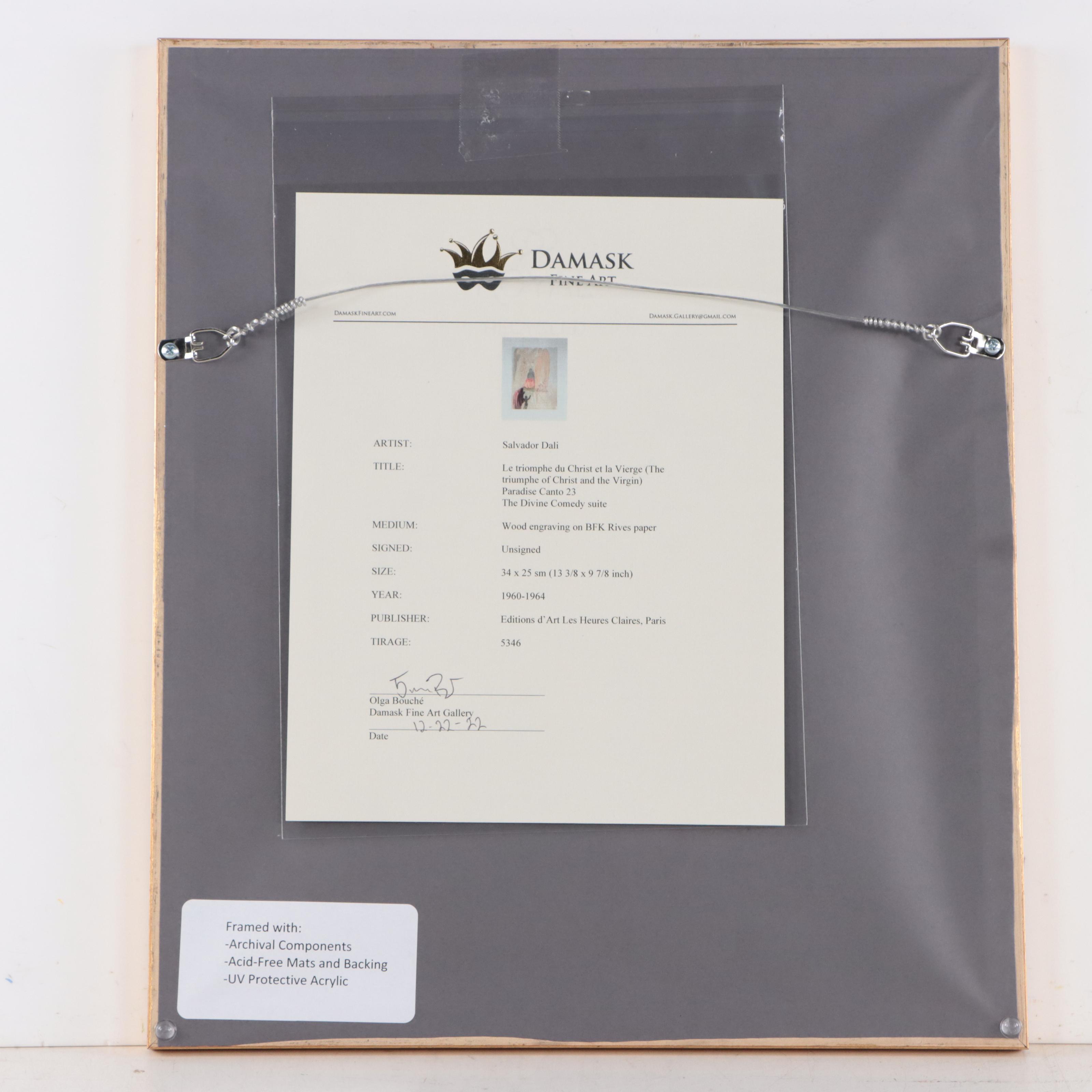 Salvador Dalí Wood Engraving "Le Triomphe du Christ et la Vierge," 1960-1964