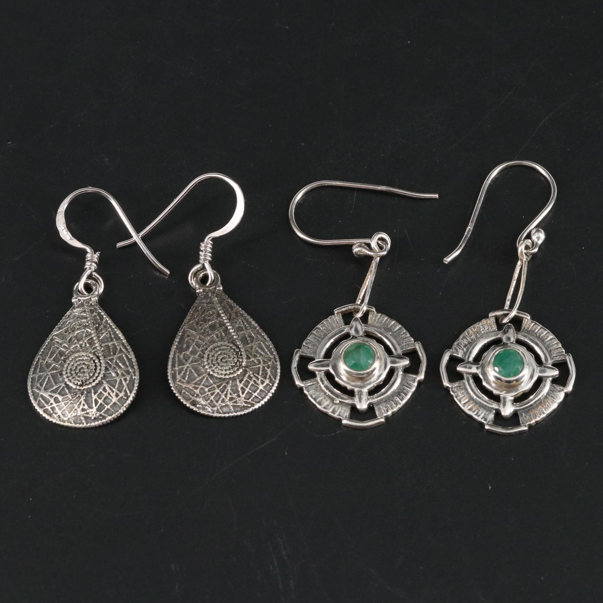 Sterling Earring Duo Featuring Emerald