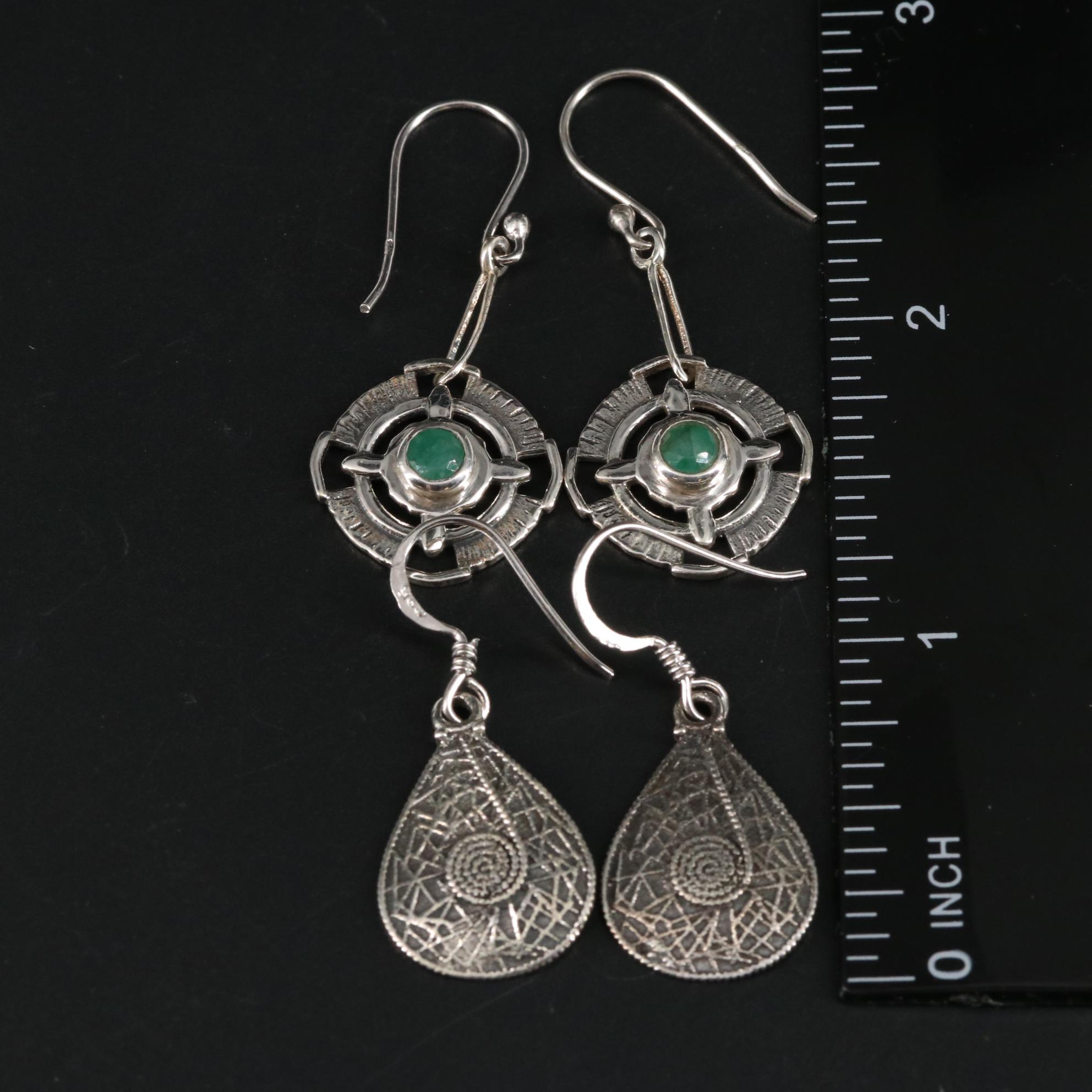 Sterling Earring Duo Featuring Emerald
