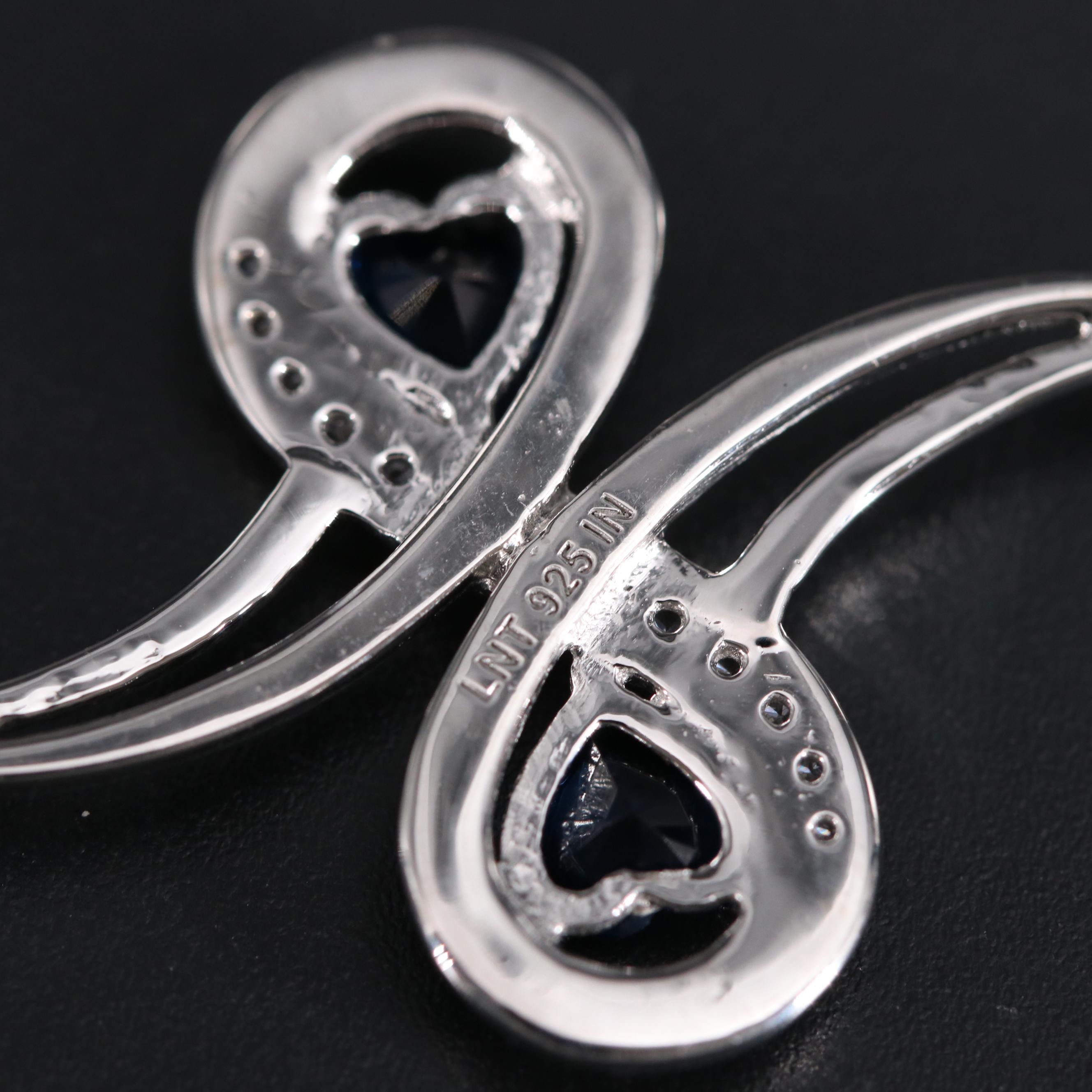 Sterling Silver Pendant Collection Including Sapphire and Cubic Zirconia