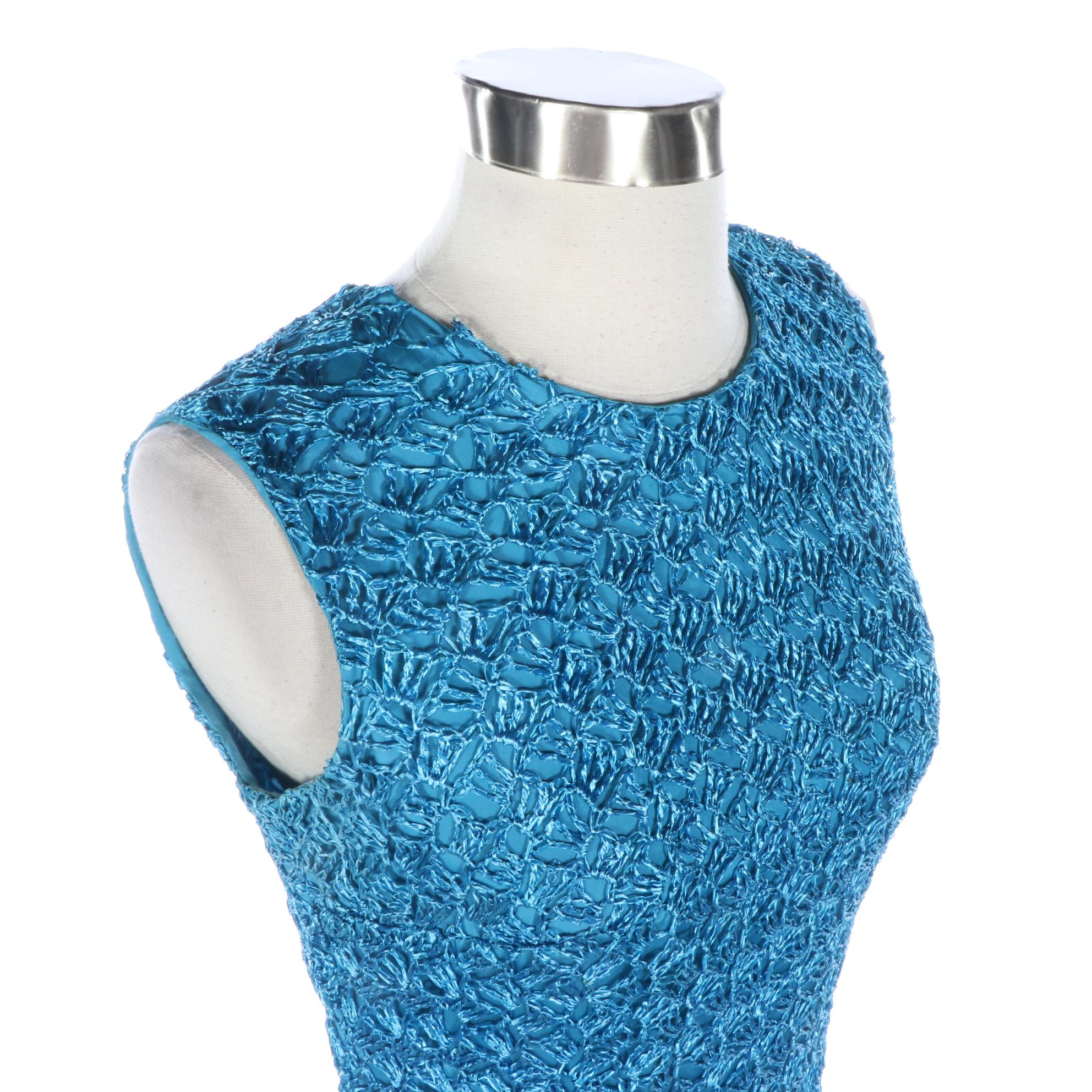 Woven Raffia Sleeveless Fitted Dress