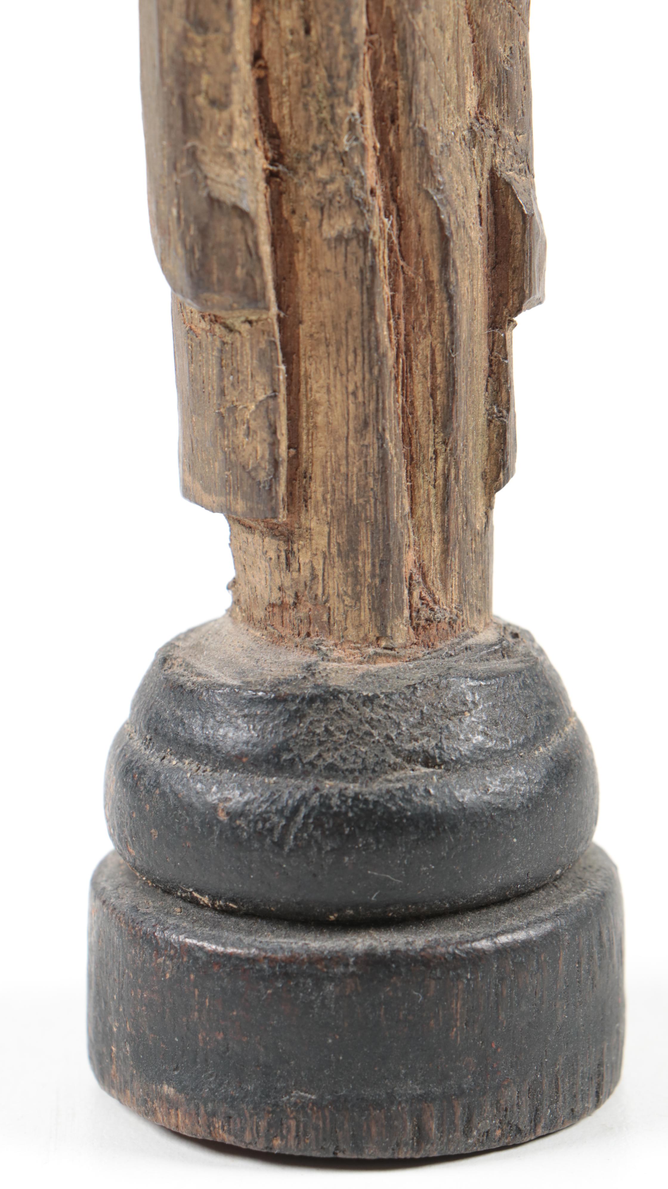 Hand-Carved Figurines Including a Monk, Don Quixote, and Folk Art Wood Carving