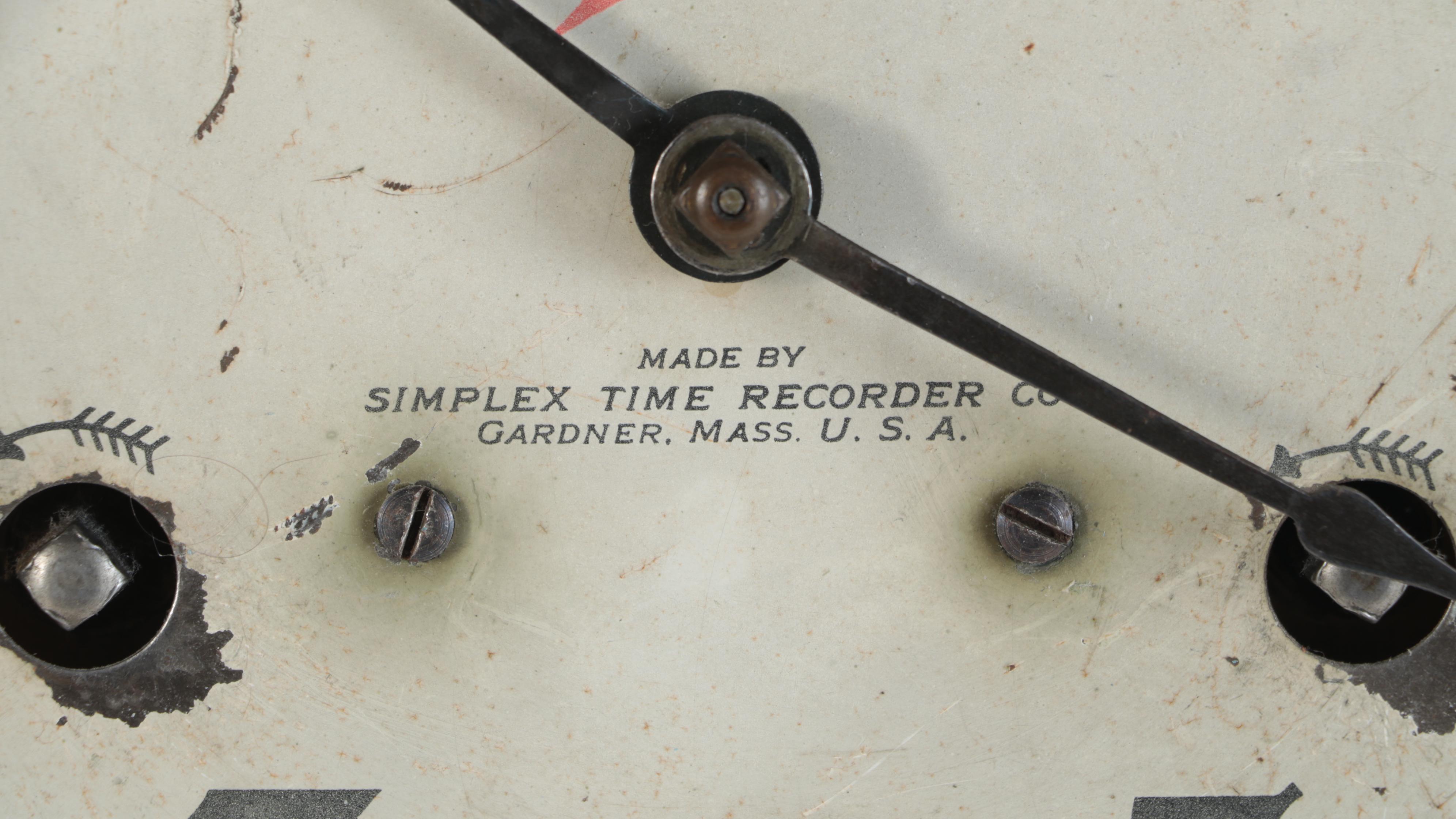 Oak-Cased Simplex Time-Recorder Wall Clock, Early to Mid 20th Century
