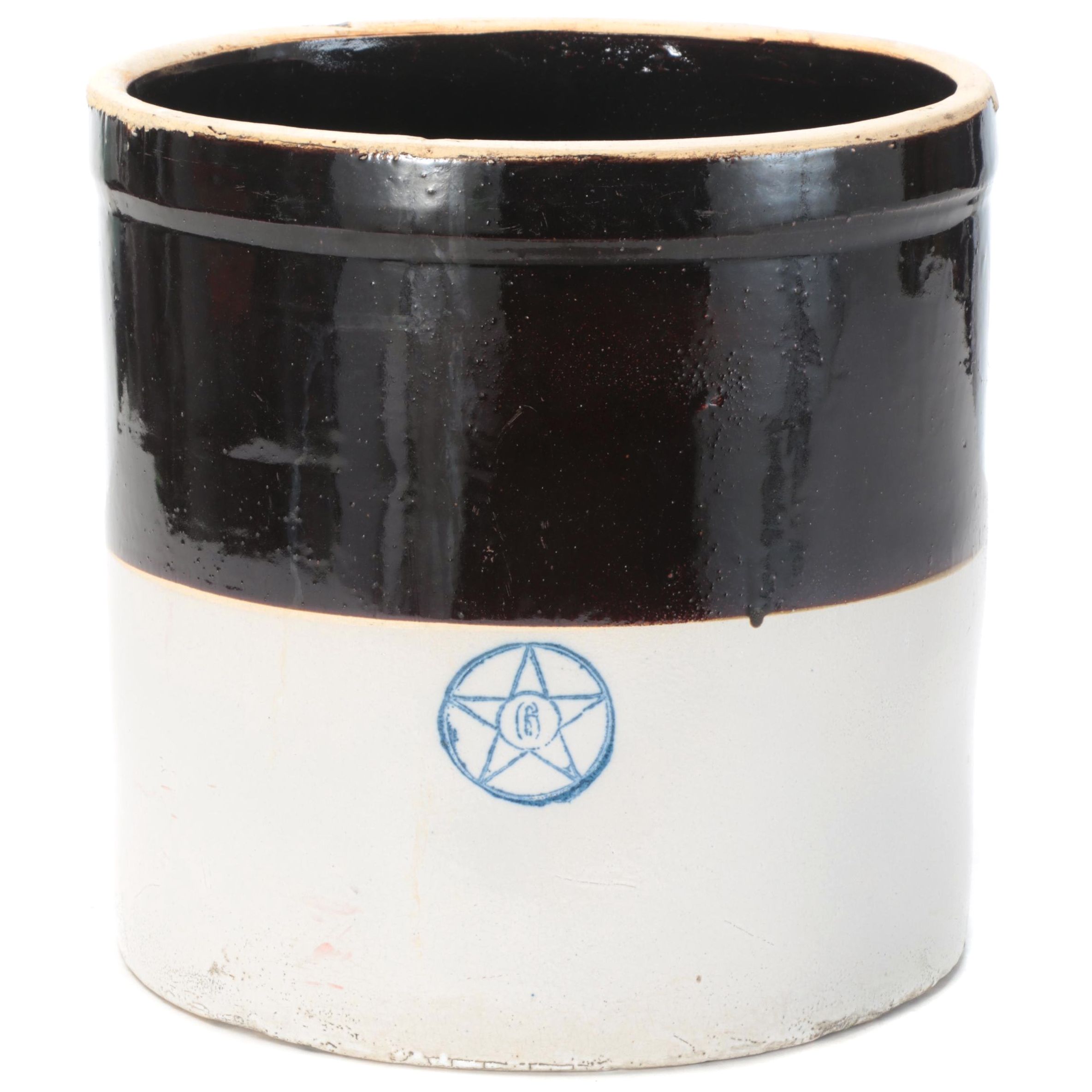 McCoy Primitive Style Blue Star 6-Gallon Stoneware Crock, Early 20th Century
