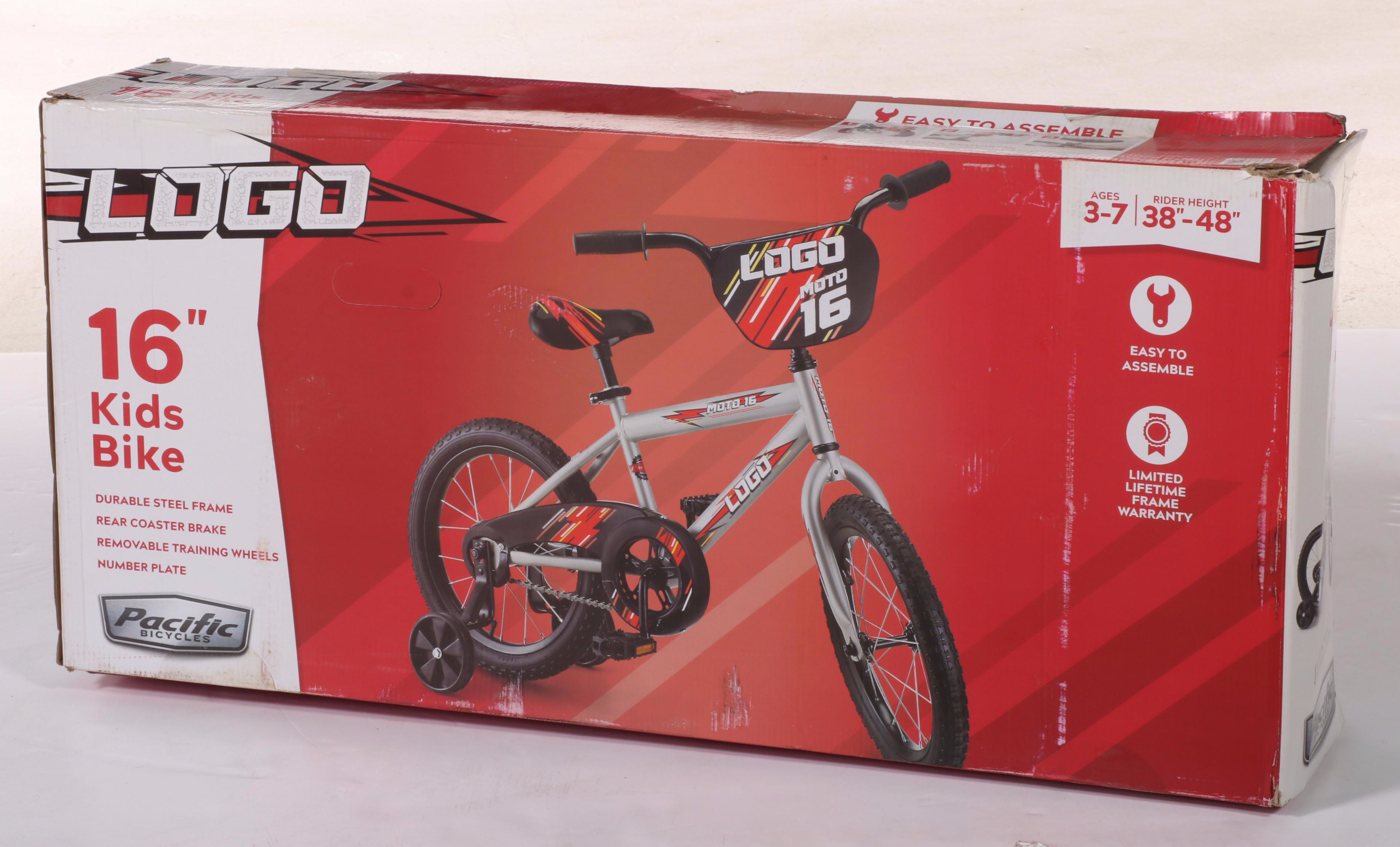 Kids' Pacific 16" Logo Bike  in Red and Gray
