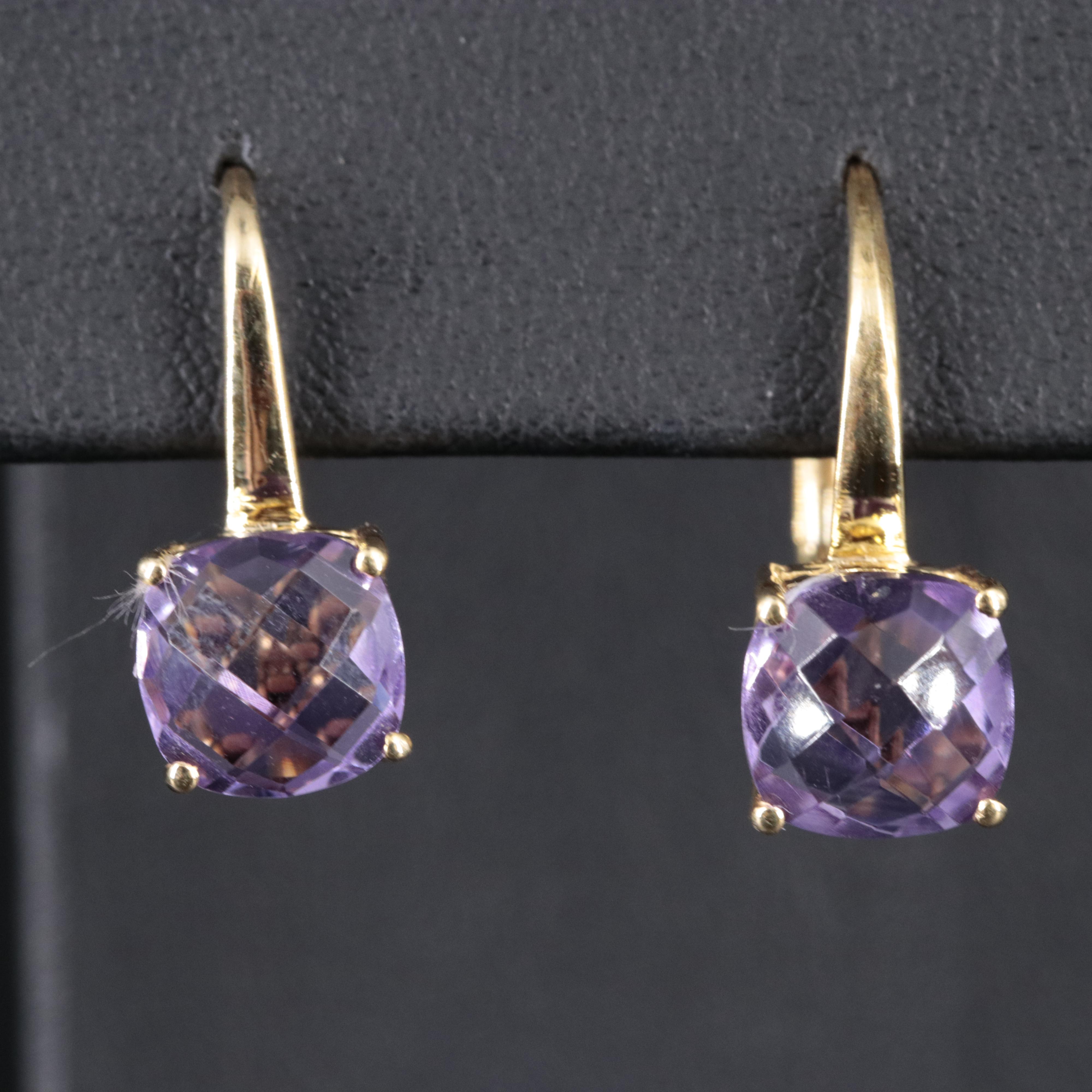 Sterling Silver Amethyst Drop Earrings