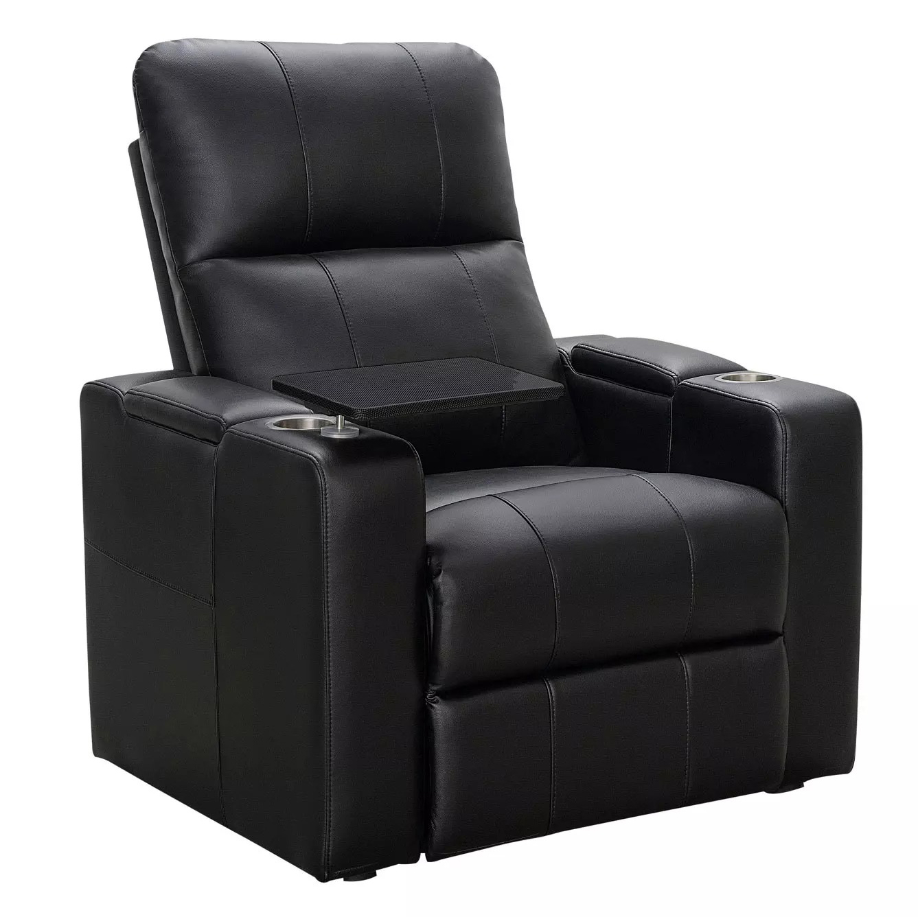 Abbyson Living Travis Power Theater Recliner with Table in Black
