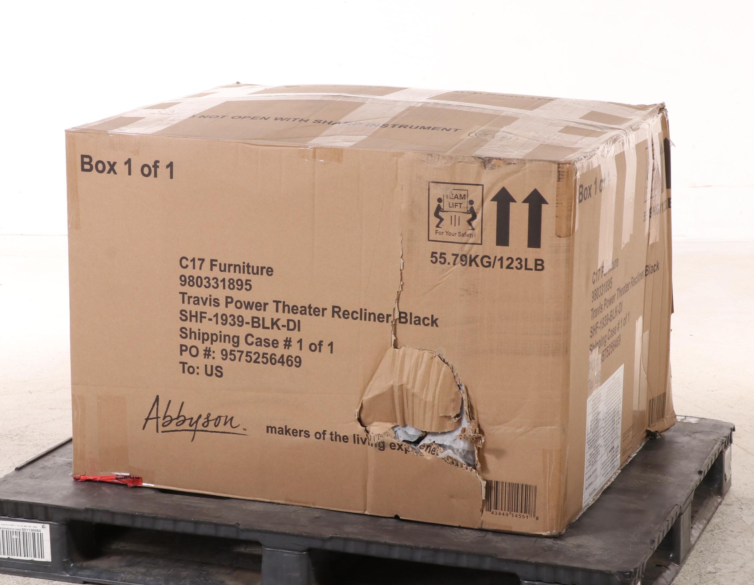 Abbyson Living Travis Power Theater Recliner with Table in Black