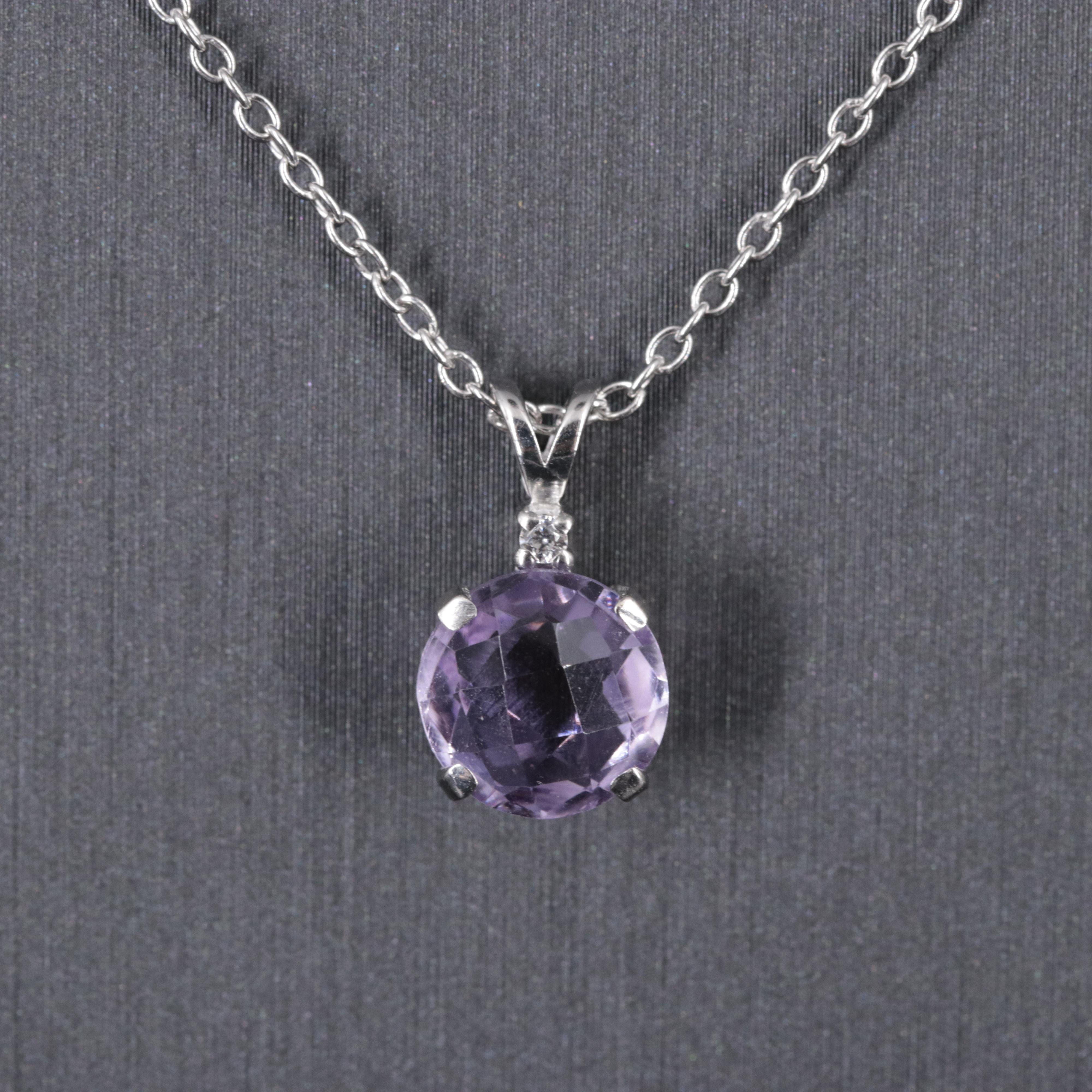 Sterling Silver Amethyst Pendant Necklace