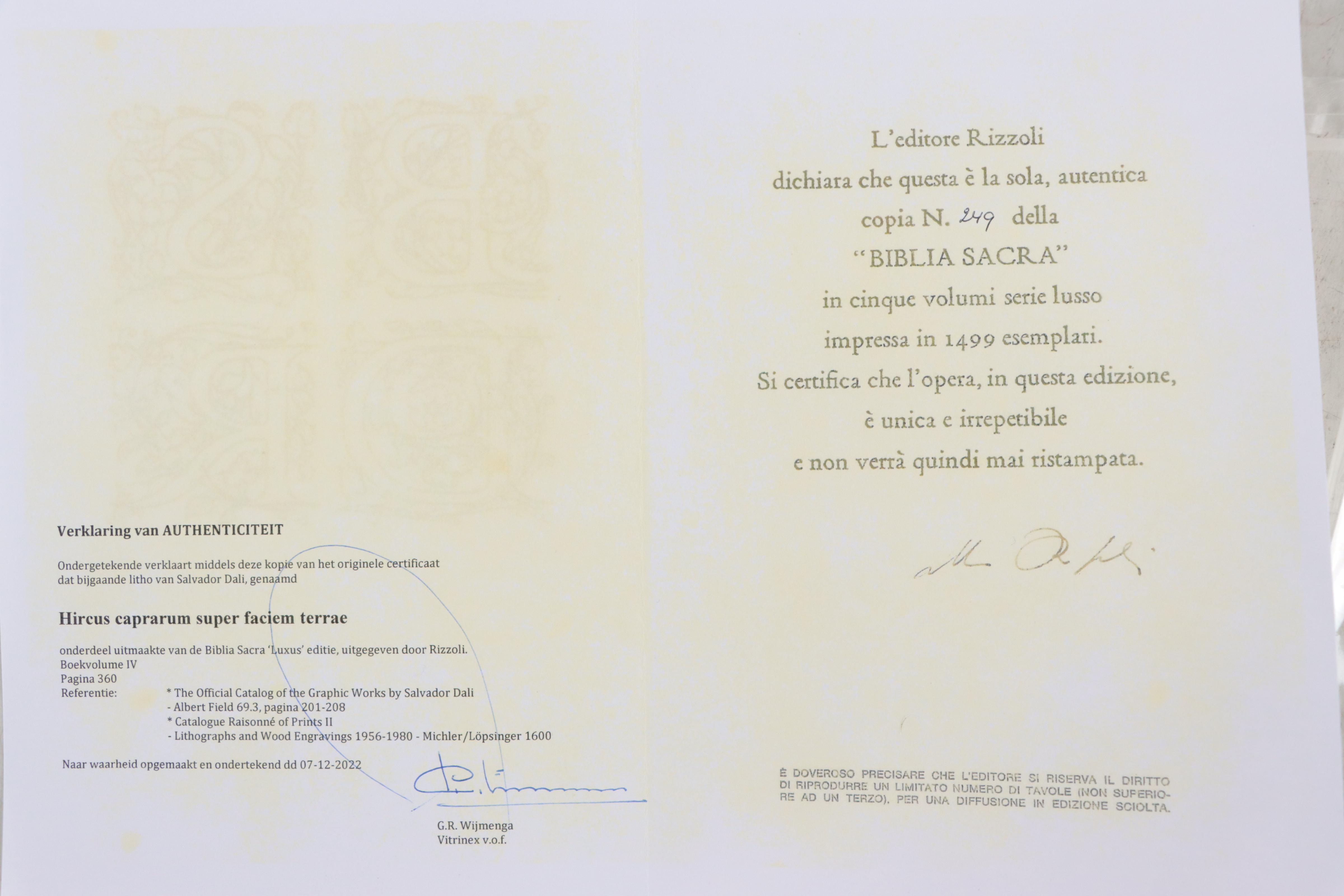 Salvador Dalí Lithographic Print from "Biblia Sacra," 1969