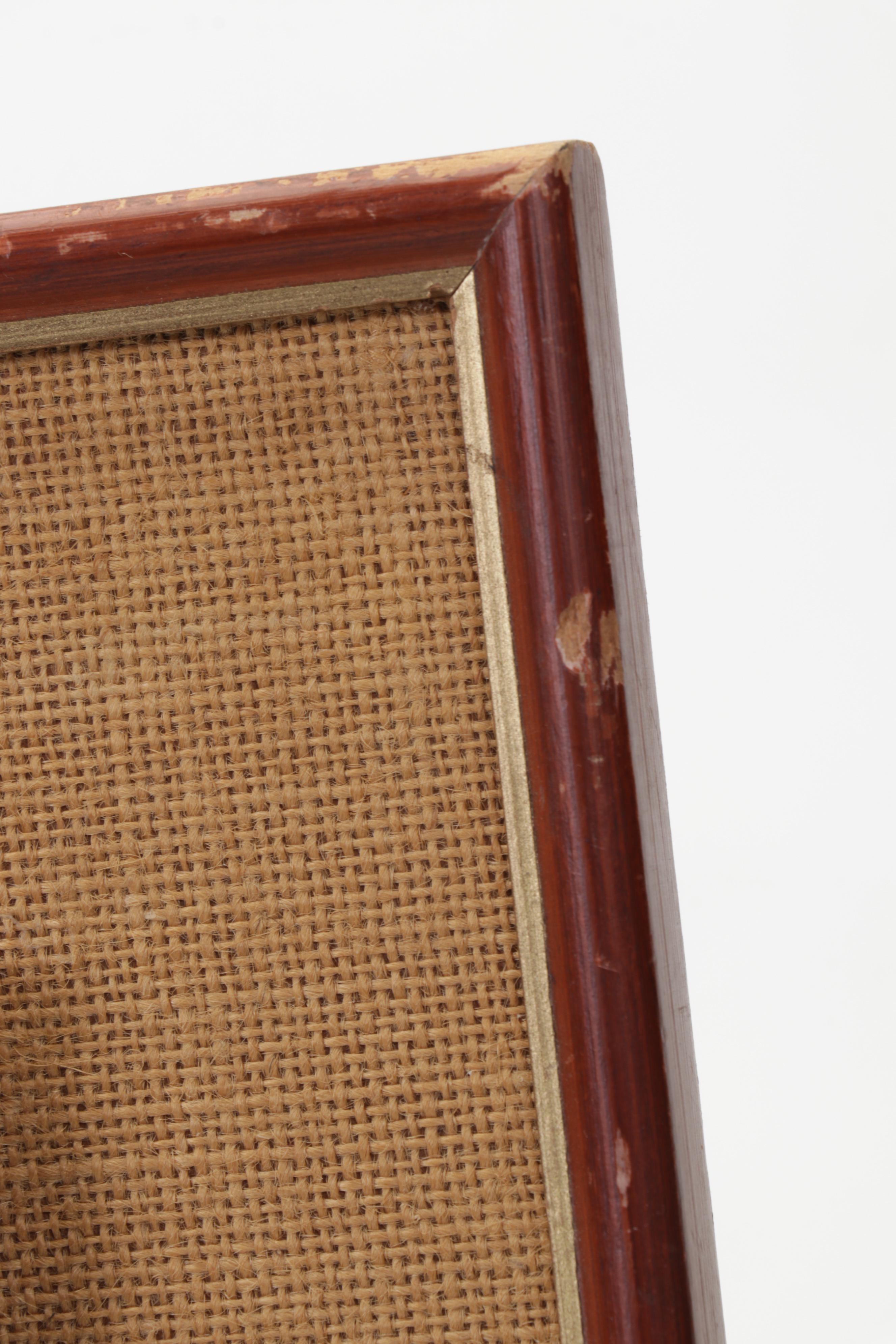 Latin American Folk Art Acrylic Painting of Village Scene, 1995