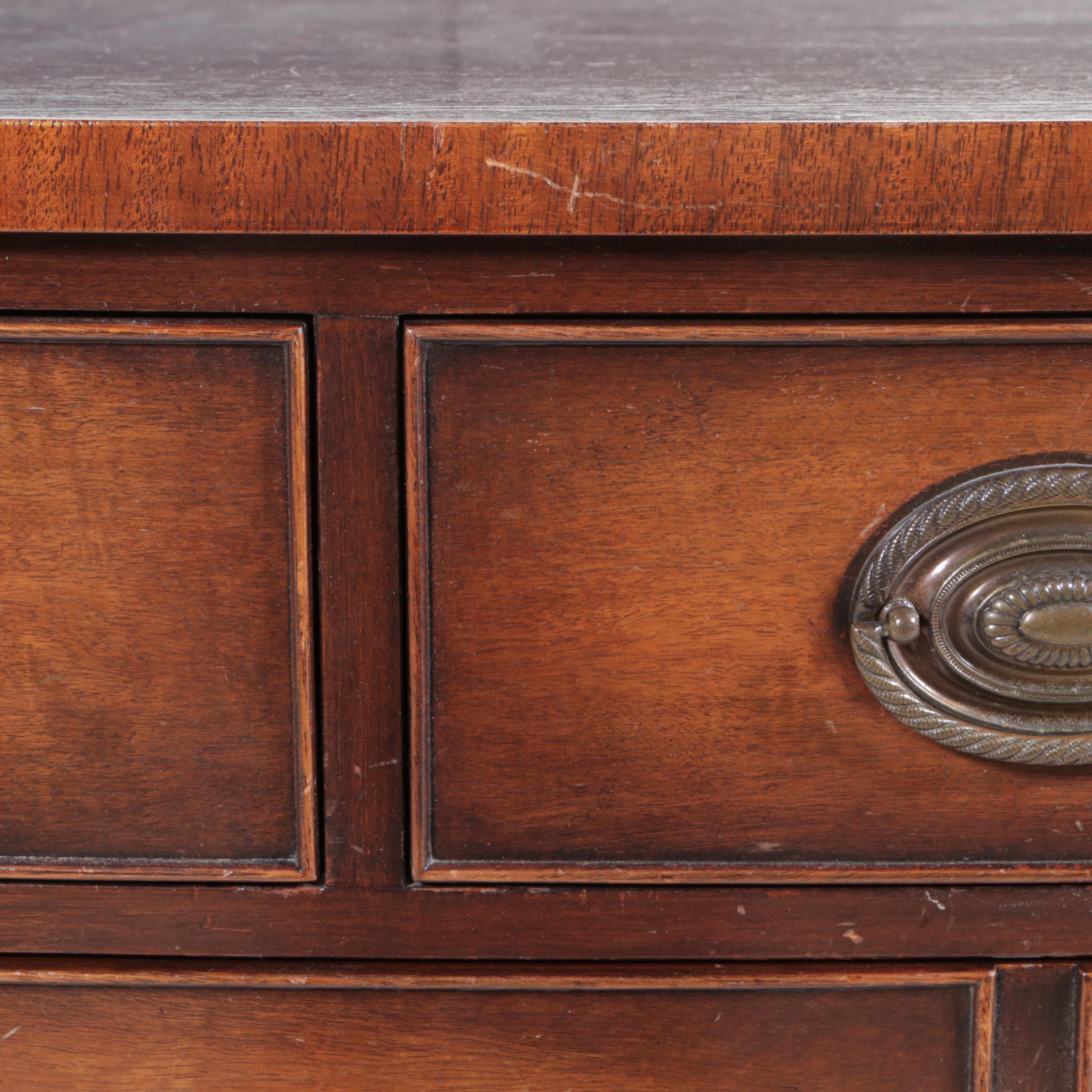 Kindel Federal Style Mahogany Eight Drawer Bowfront Chest, Mid-20th Century
