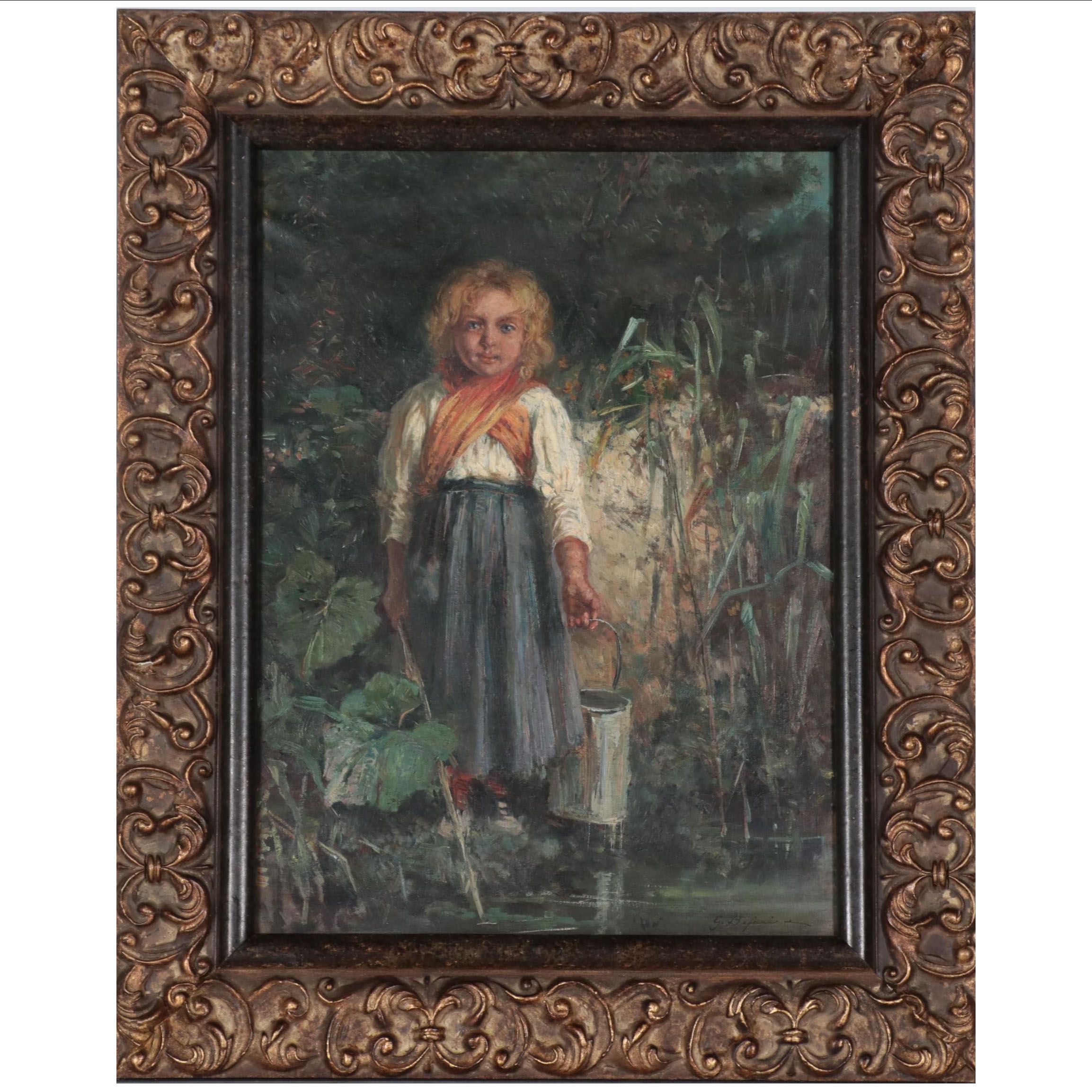 Gennaro Befanio Figurative Oil Painting of Girl in Marshes