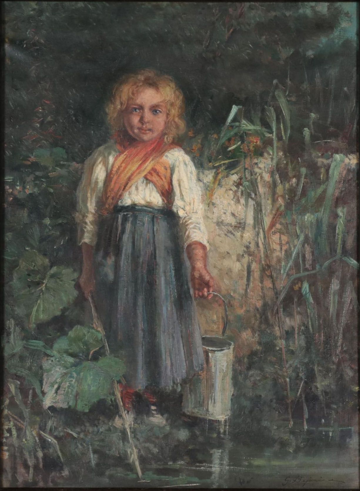 Gennaro Befanio Figurative Oil Painting of Girl in Marshes