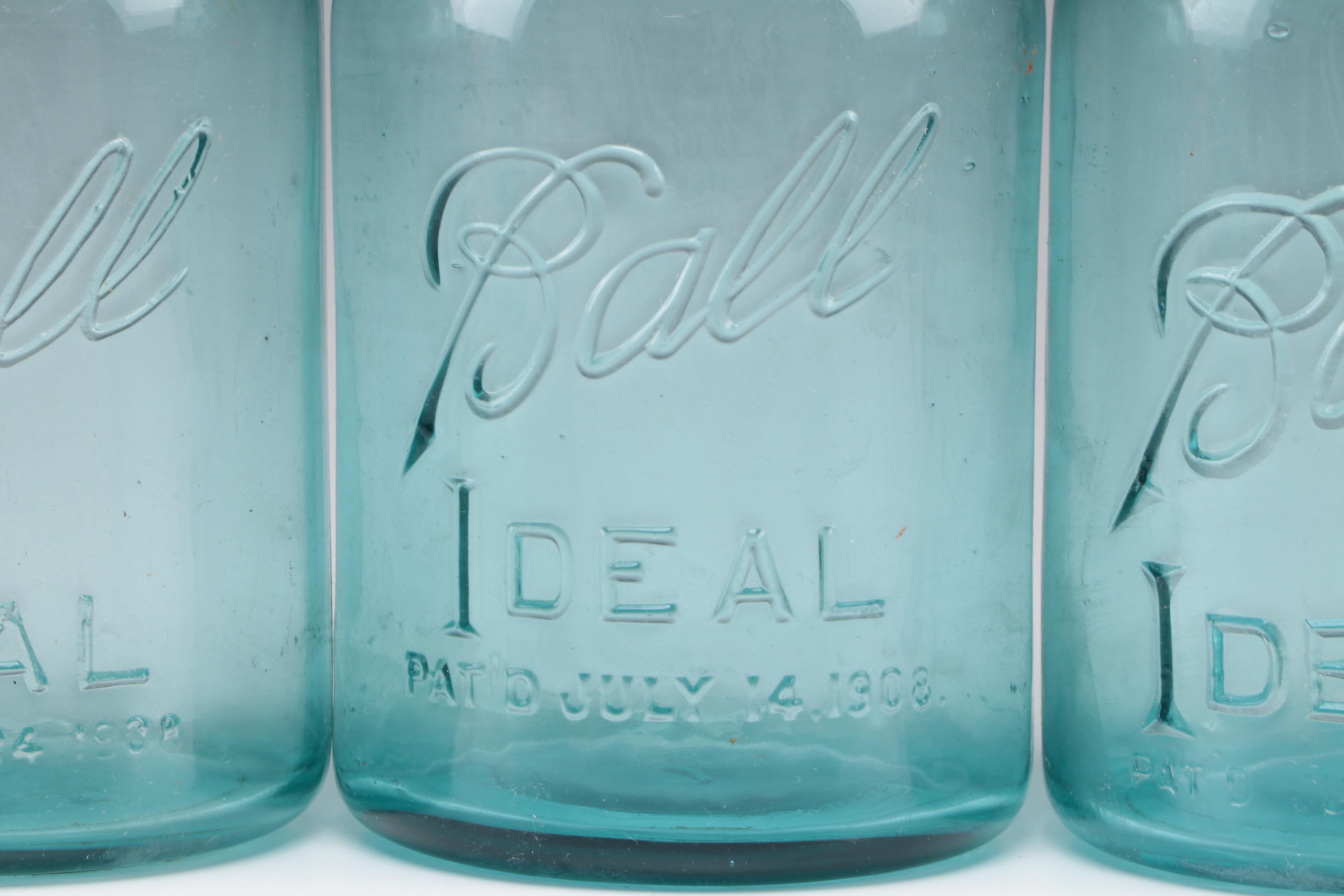 Ball Ideal and Atlas EZ Seal Glass Mason Jars, Early to Mid-20th Century