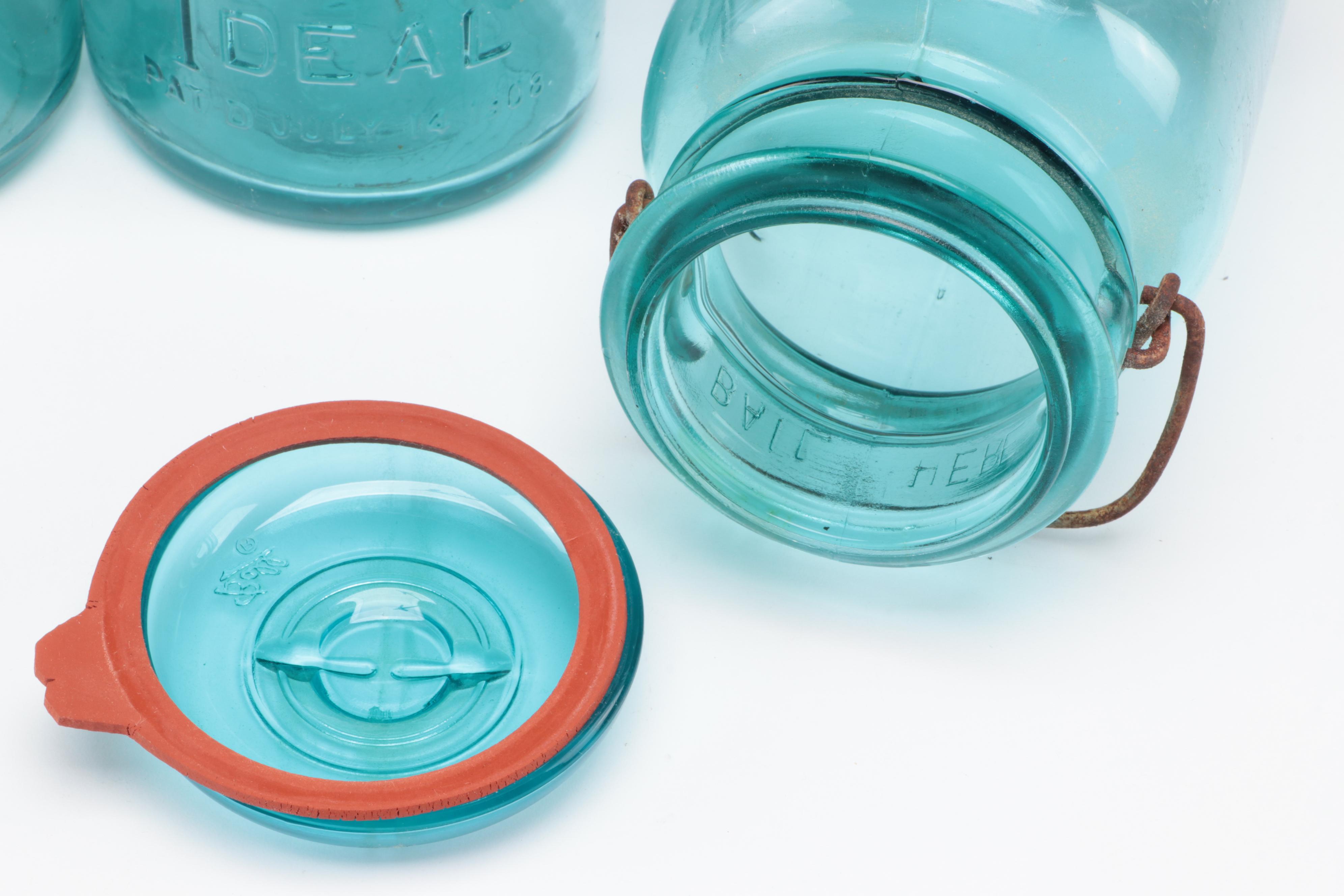 Ball Ideal and Atlas EZ Seal Glass Mason Jars, Early to Mid-20th Century