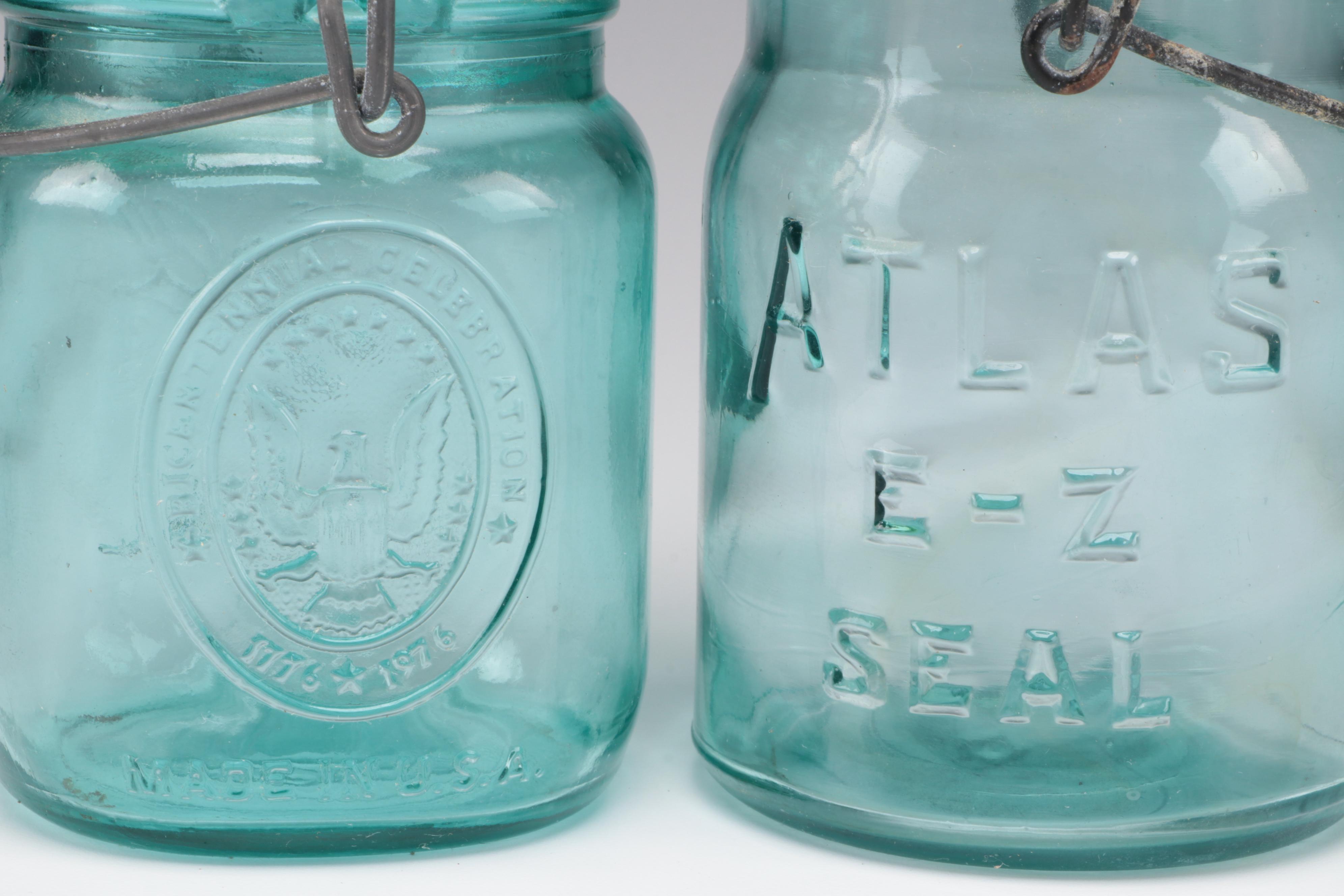 Ball Ideal and Atlas EZ Seal Glass Mason Jars, Early to Mid-20th Century