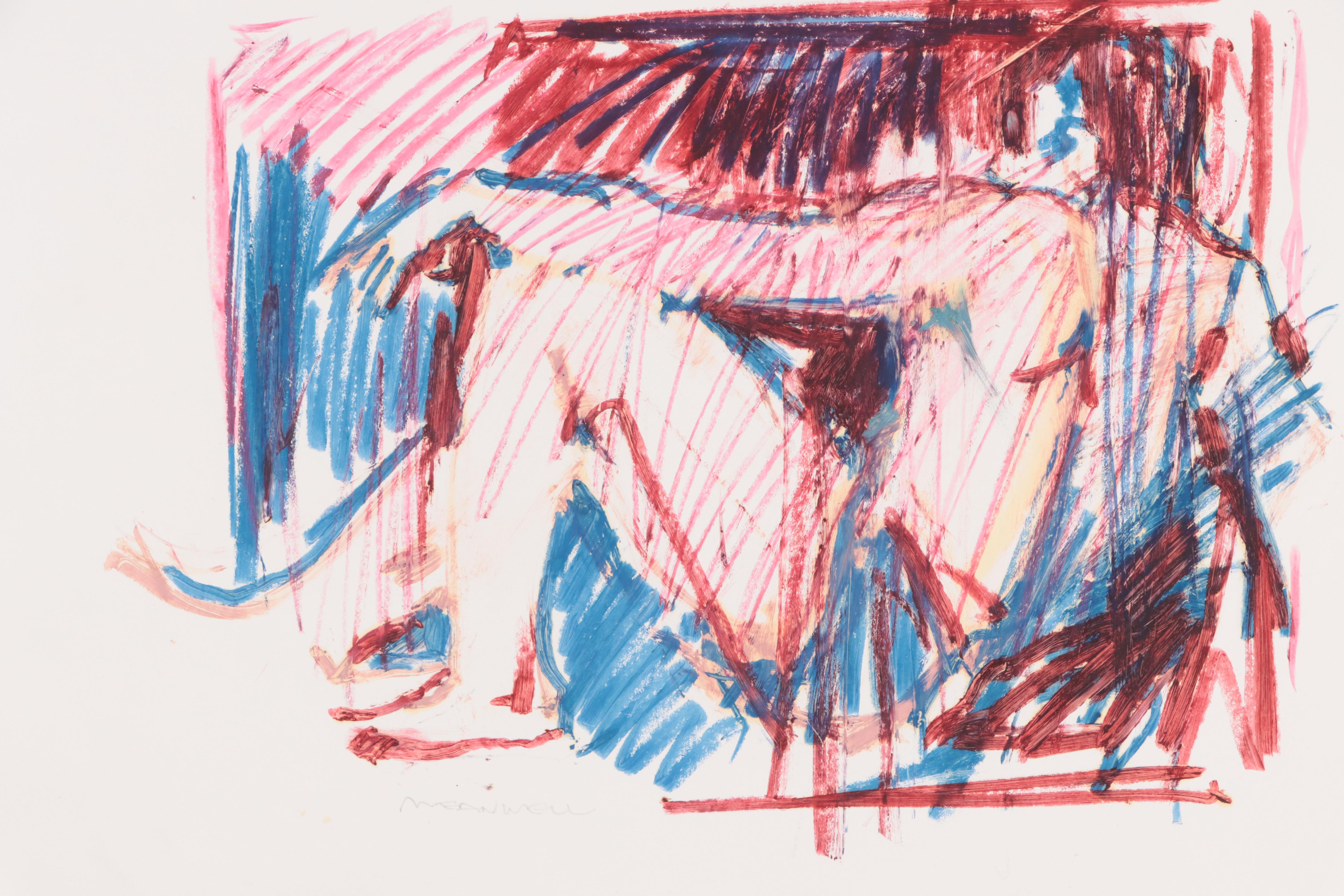 Jack Meanwell Figural Oil Pastel Drawing