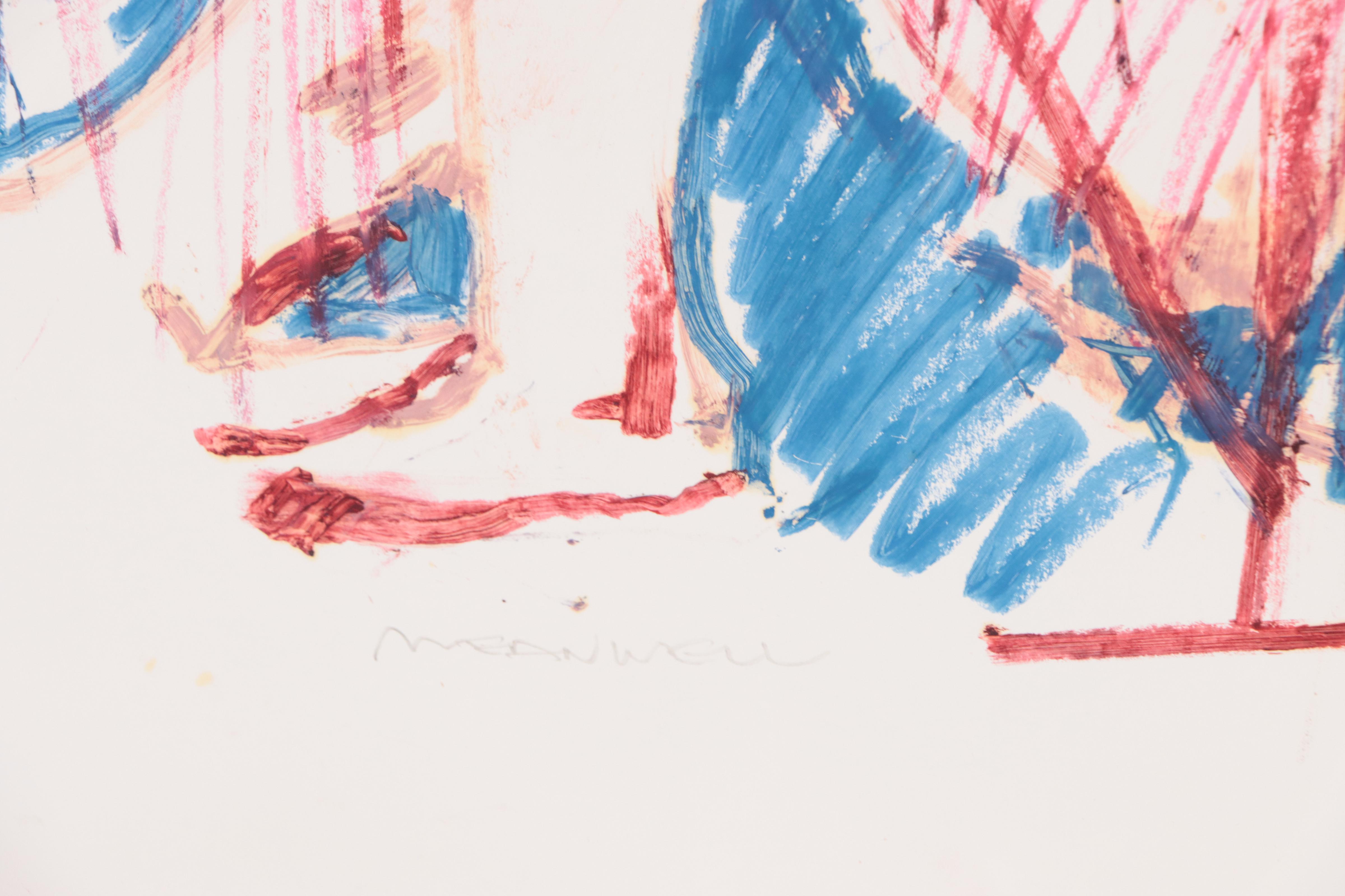 Jack Meanwell Figural Oil Pastel Drawing