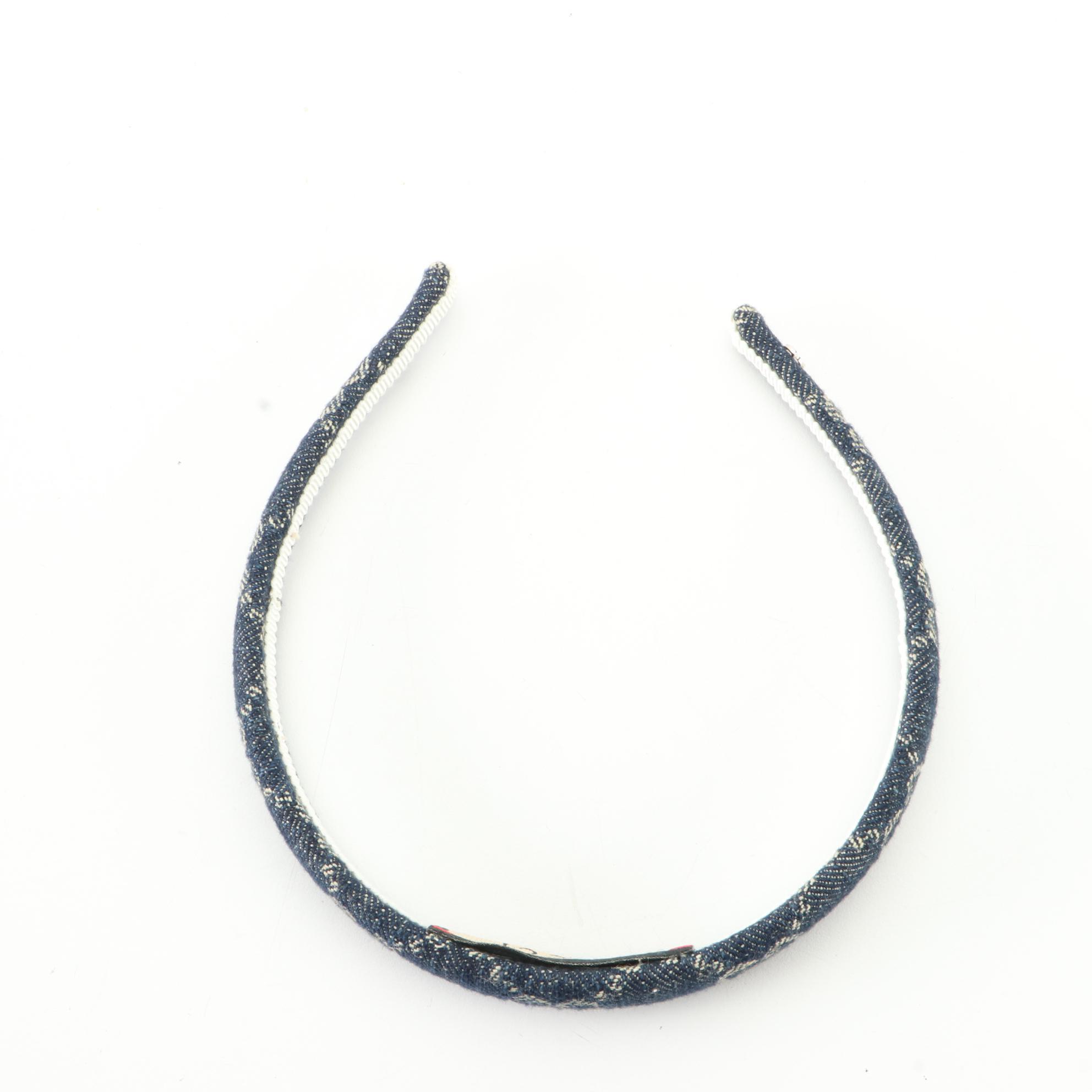 Gucci Headband in Blue/Ivory GG Denim with Box