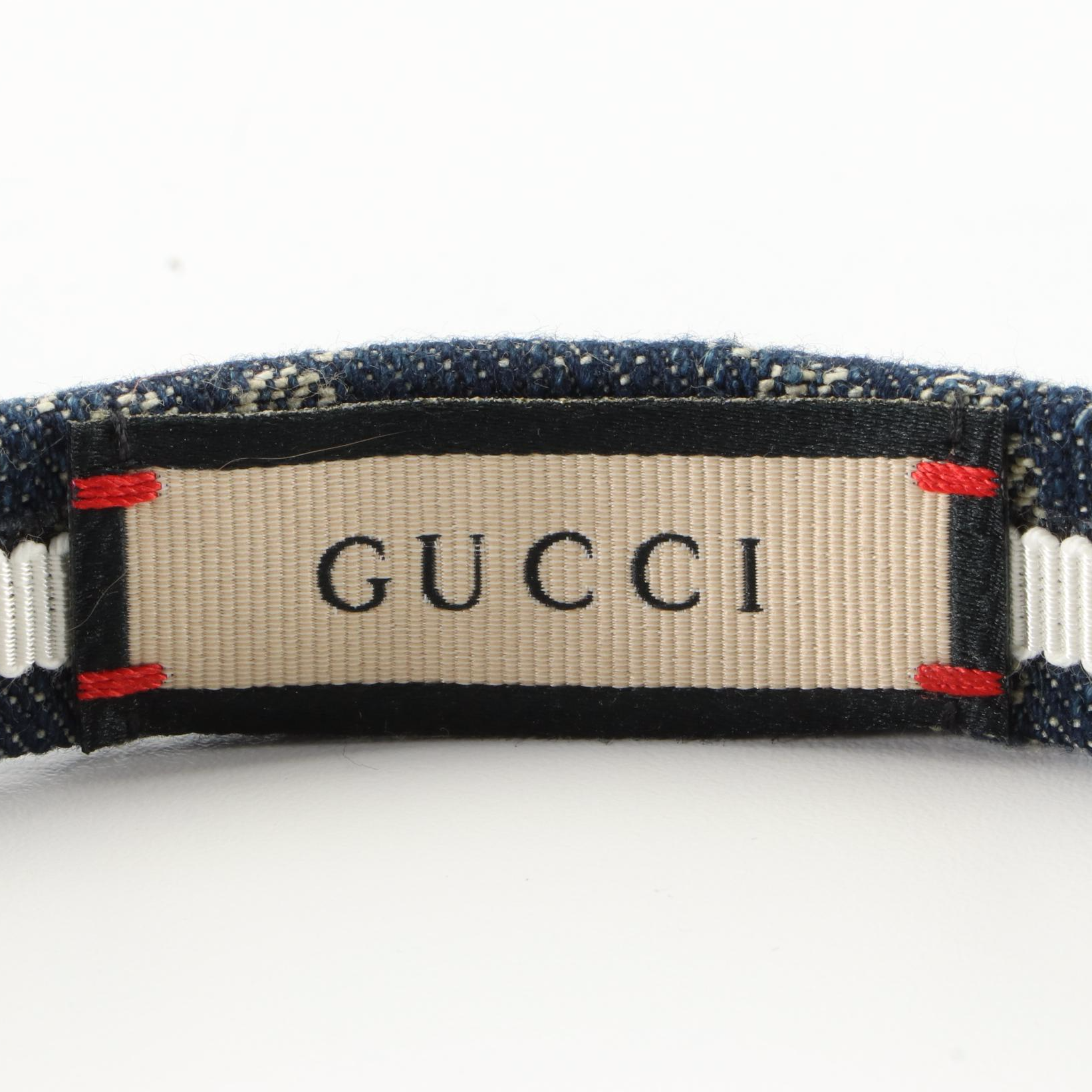 Gucci Headband in Blue/Ivory GG Denim with Box