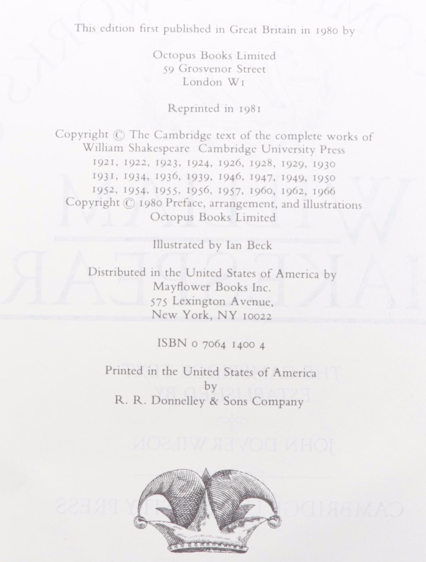 "The Complete Works of William Shakespeare" with Preface by P. Brockbank, 1981