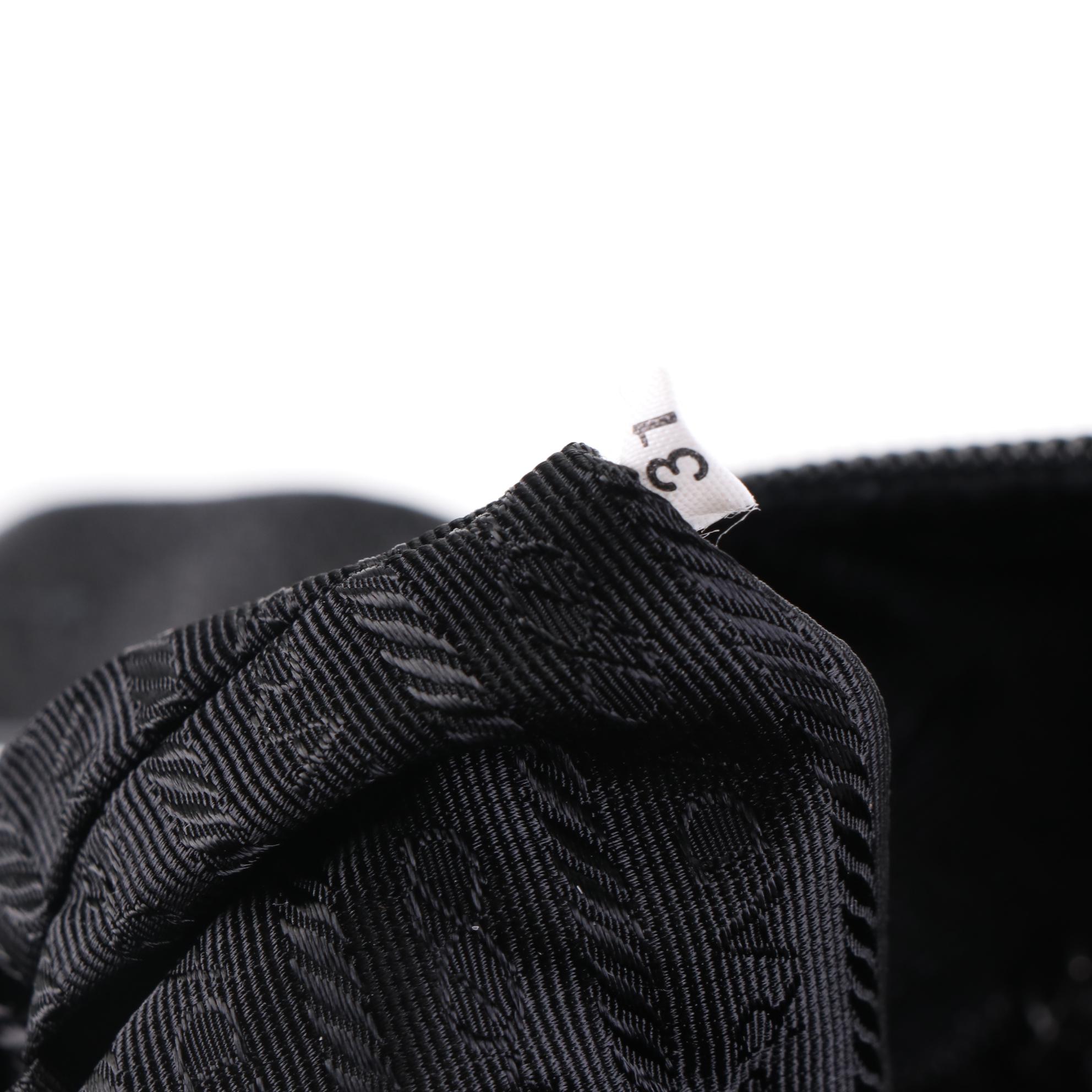 Prada Medium Zip Tote Bag in Black Nylon Gabardine w/Leather Trim