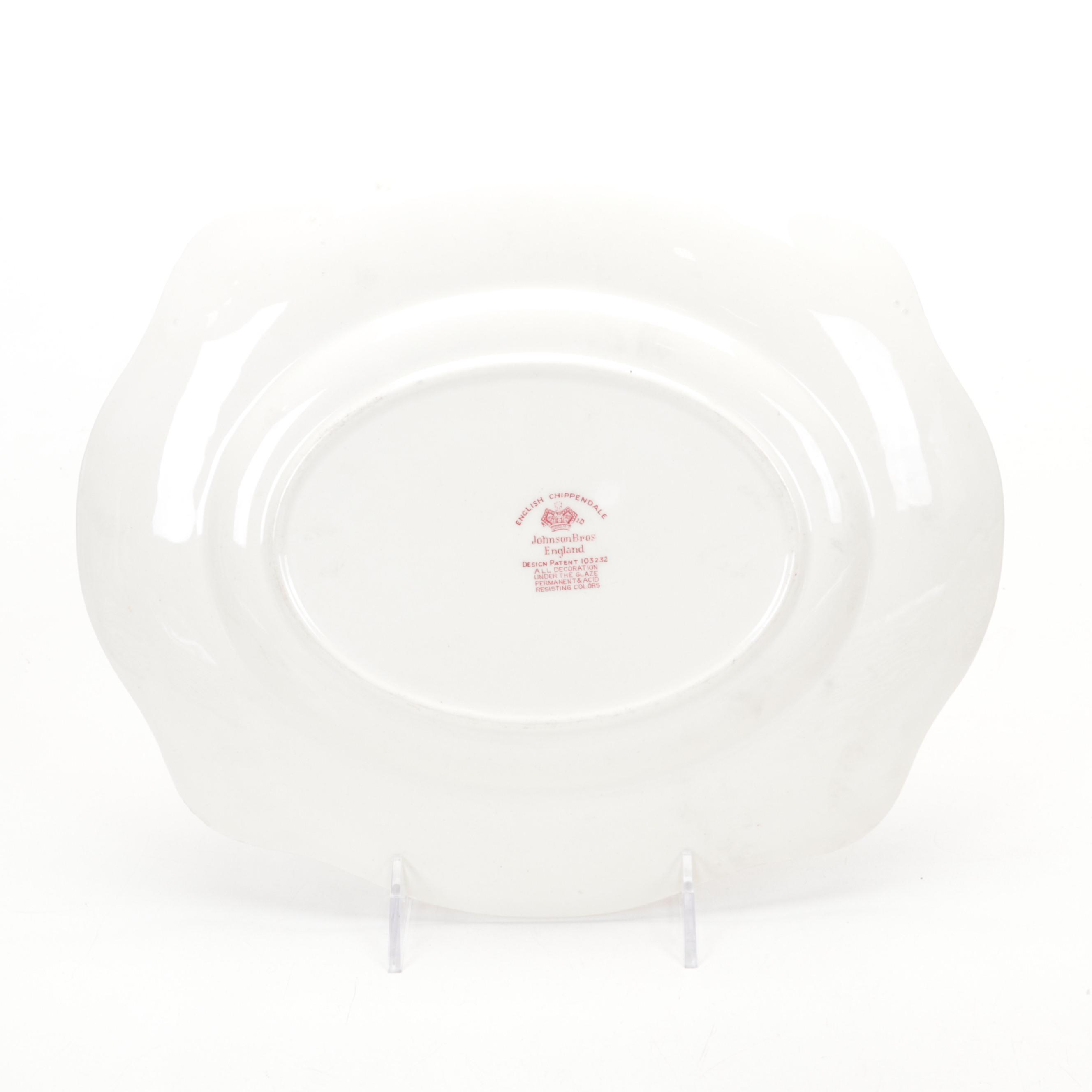 Johnson Bros. "English Chippendale Red Pink" Dinnerware, 1935-1965