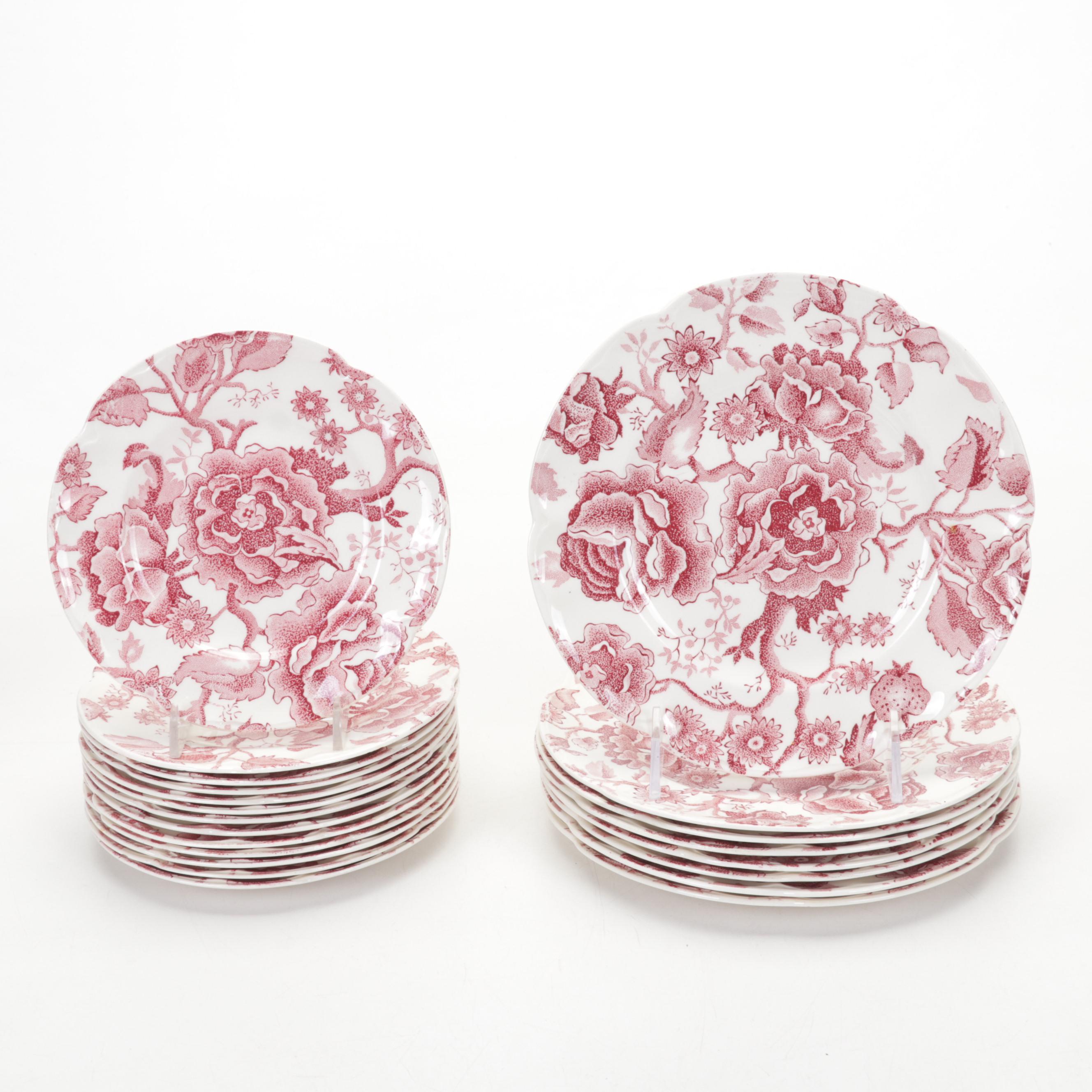 Johnson Bros. "English Chippendale Red Pink" Dinnerware, 1935-1965