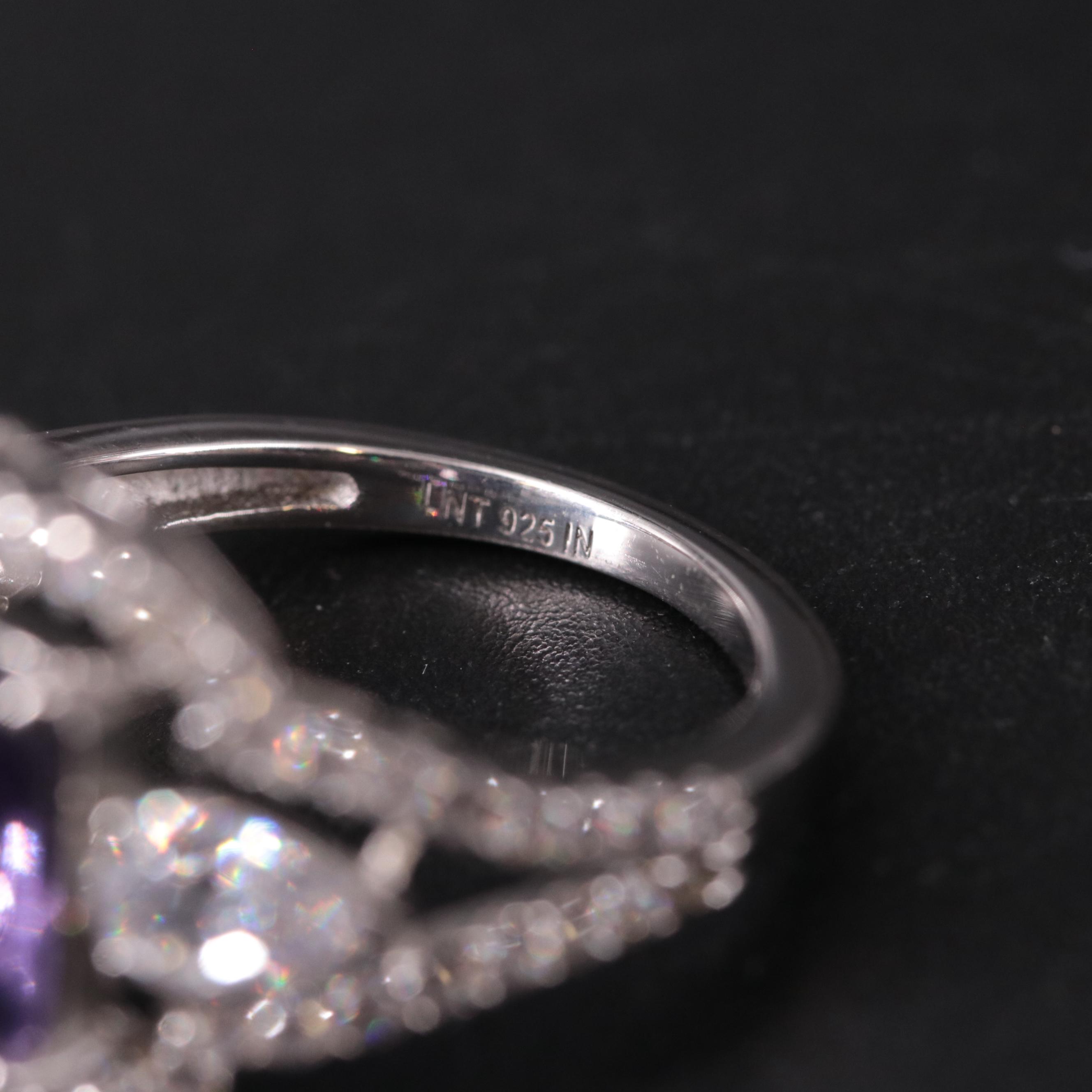 Sterling Silver Amethyst and Cubic Zirconia Ring