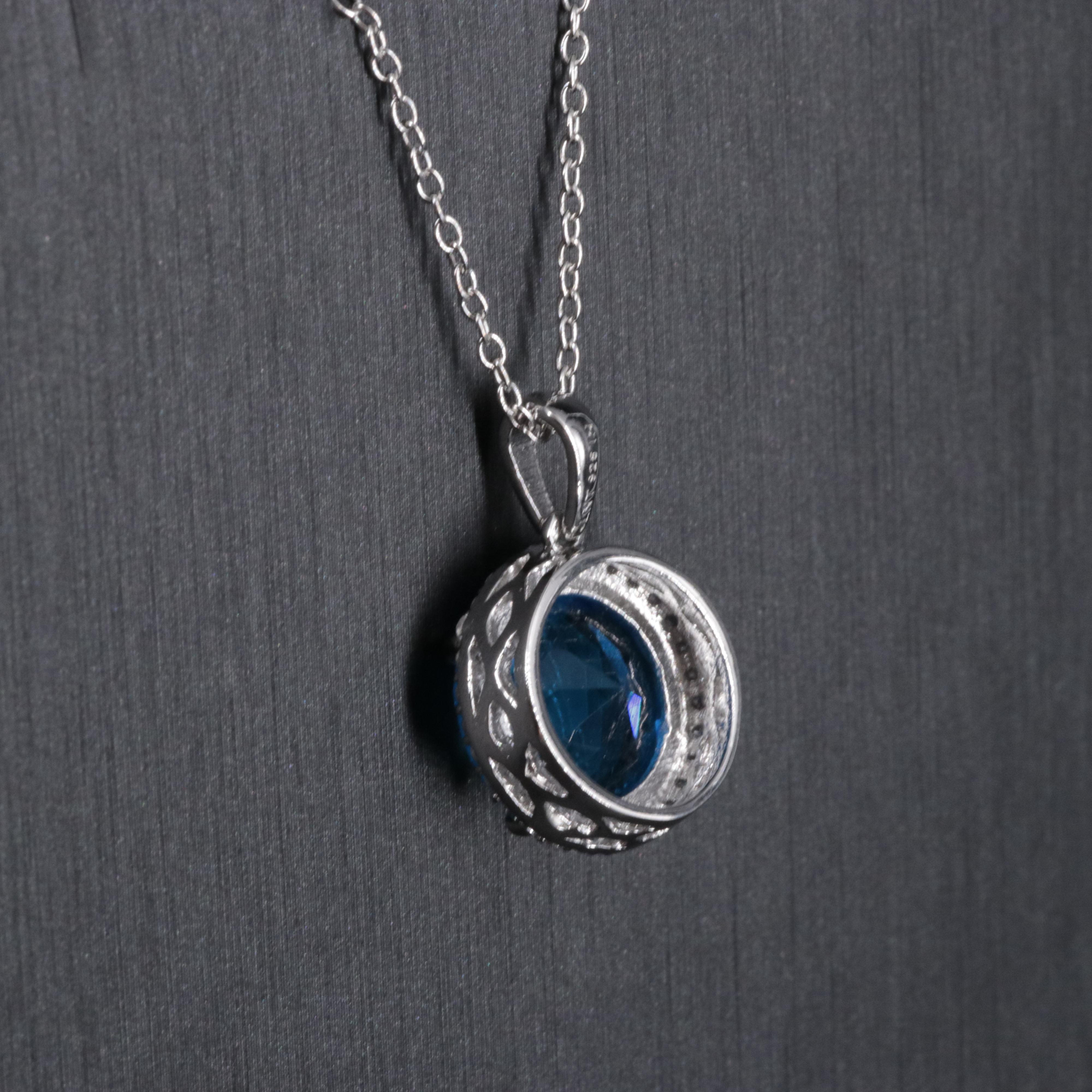 Sterling Silver Topaz Pendant Necklace