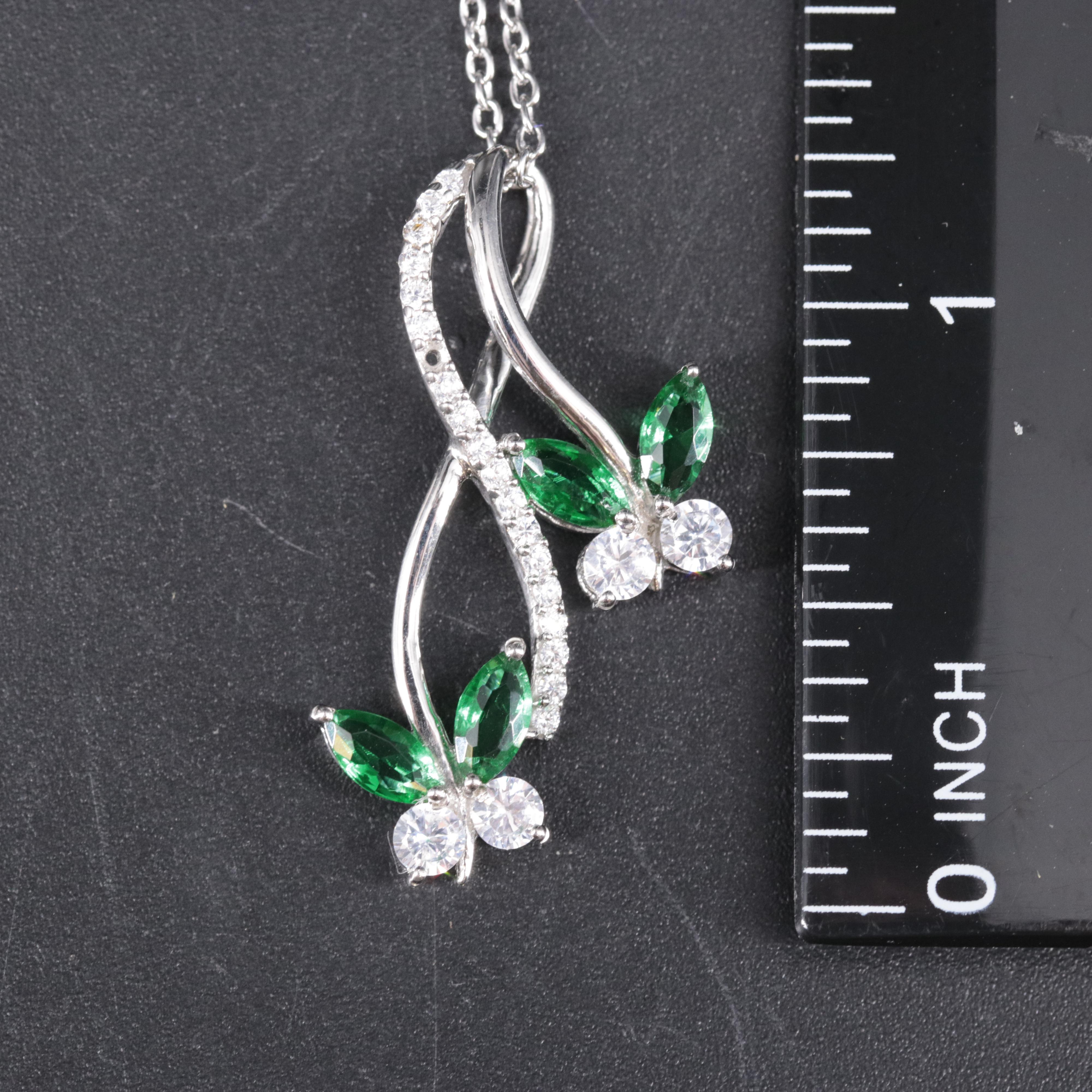 Sterling Silver Emerald Pendant Necklace
