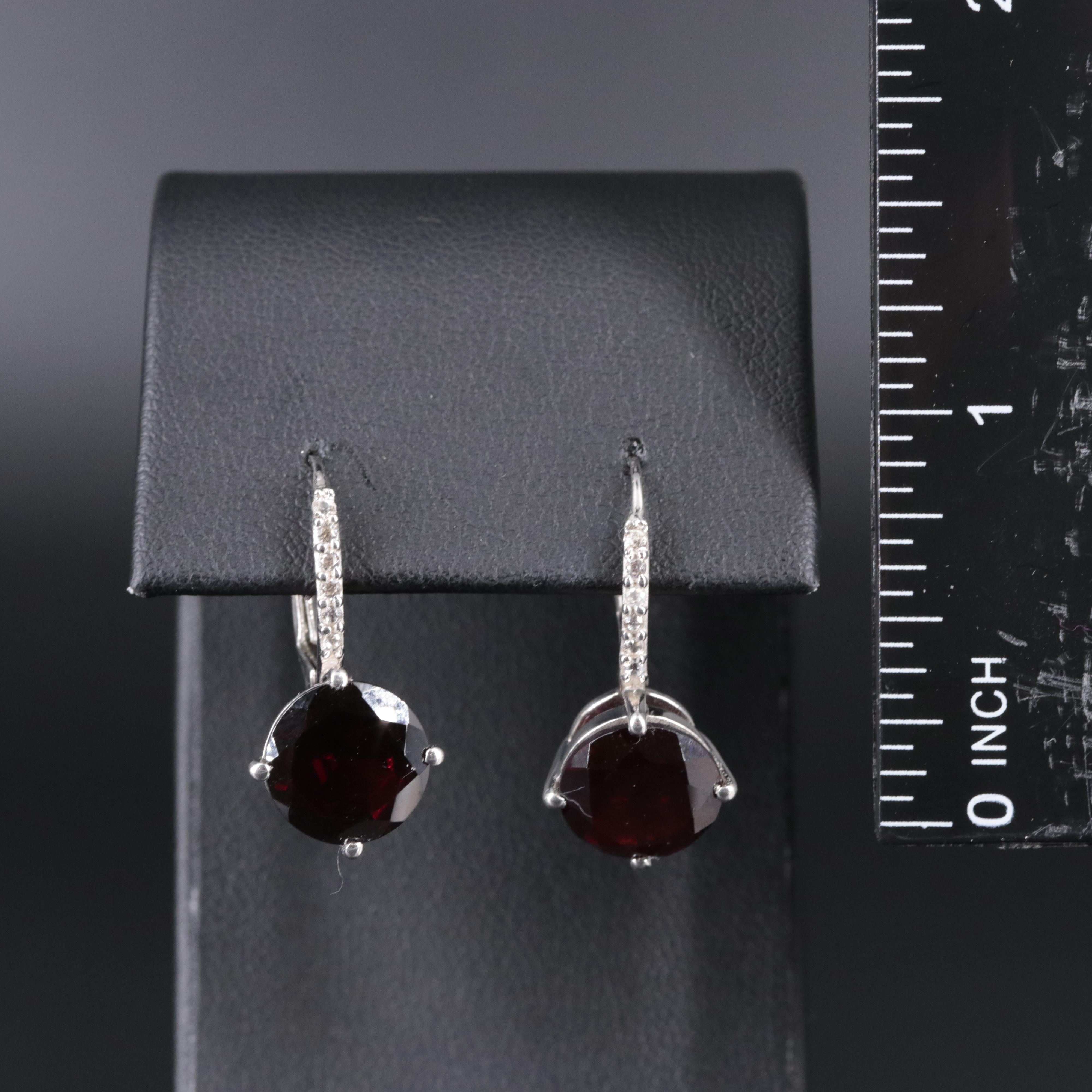 Sterling Silver Garnet Earrings