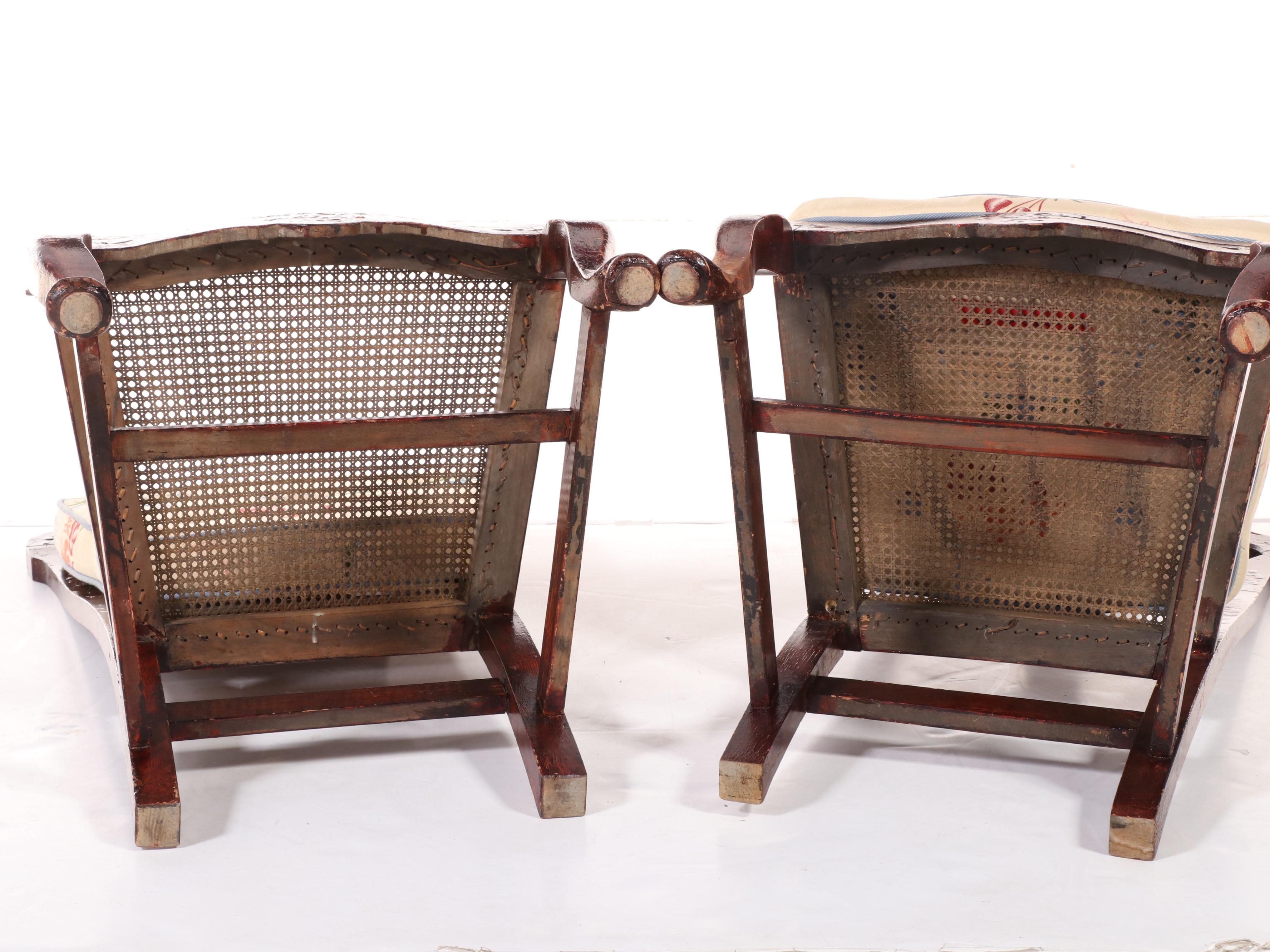 Pair of Queen Anne Style Red and Gilt-Lacquered Chinoiserie Side Chairs
