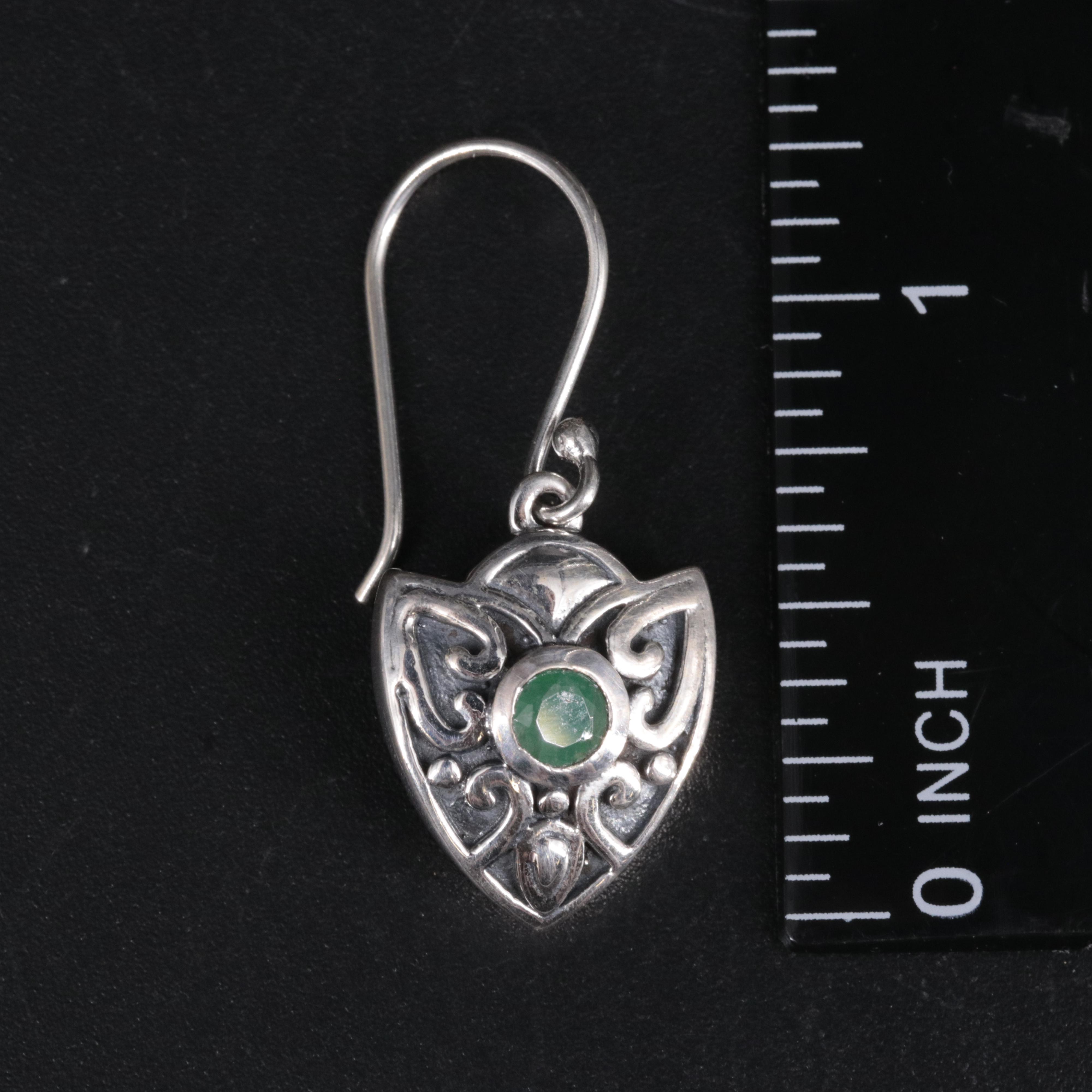 Sterling Silver Emerald Drop Earrings