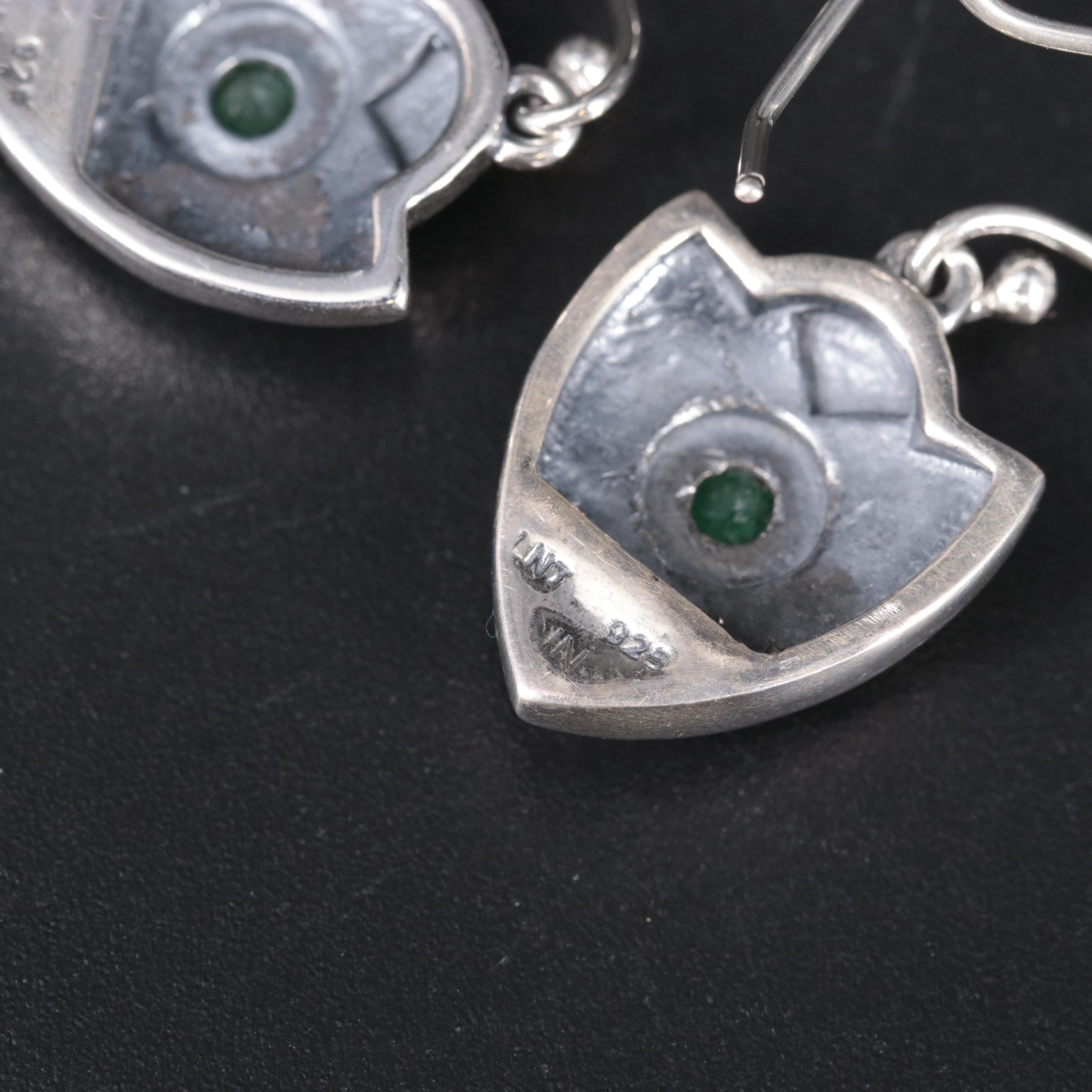 Sterling Silver Emerald Drop Earrings